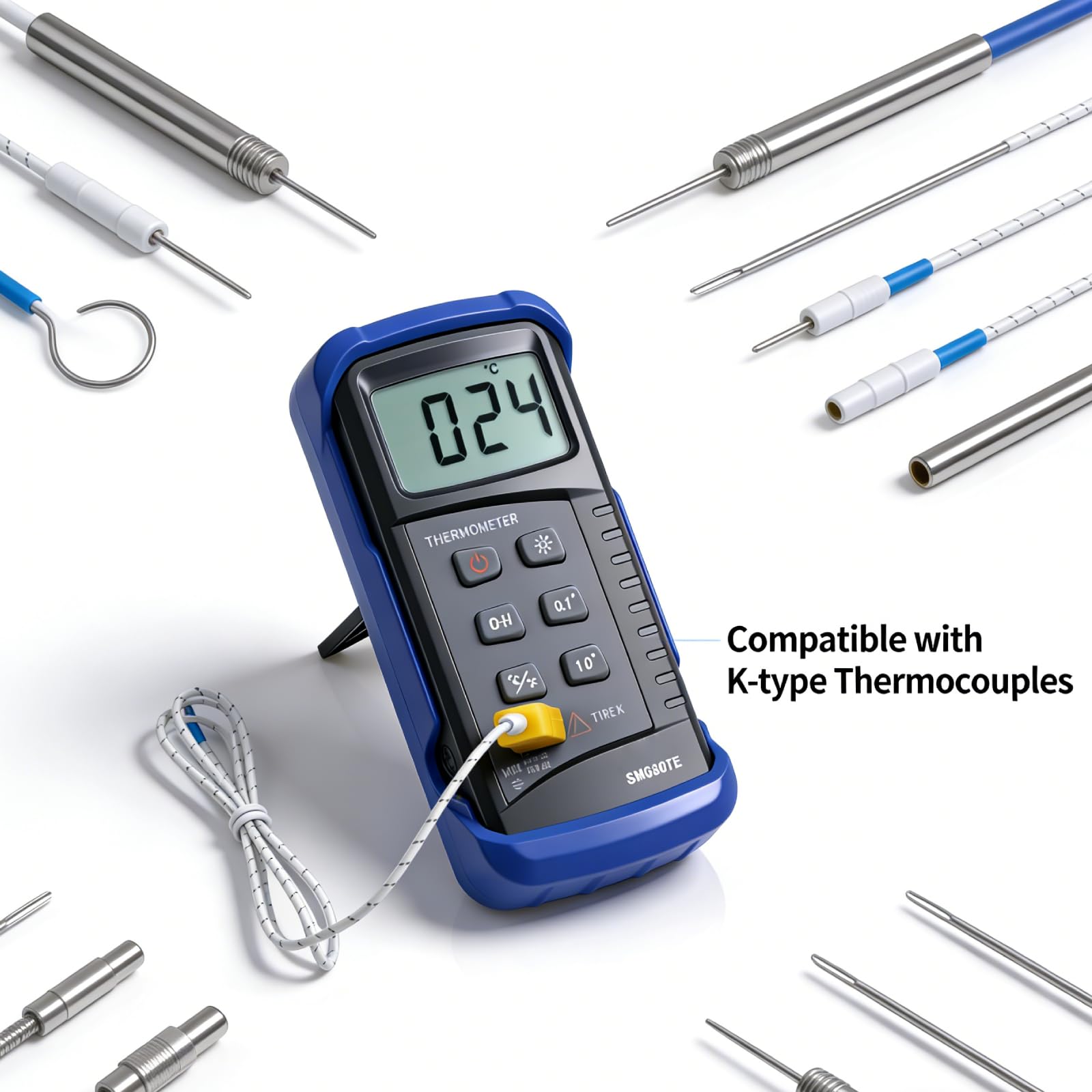 K-Typ Digital Thermometer, Digitales Thermoelement Thermometer -50℃ to 1300℃, temperaturmessgerät Temperaturmesser mit fühler LCD Hintergrundbeleuchtung für Kühlschrank, Aquarium, HVAC