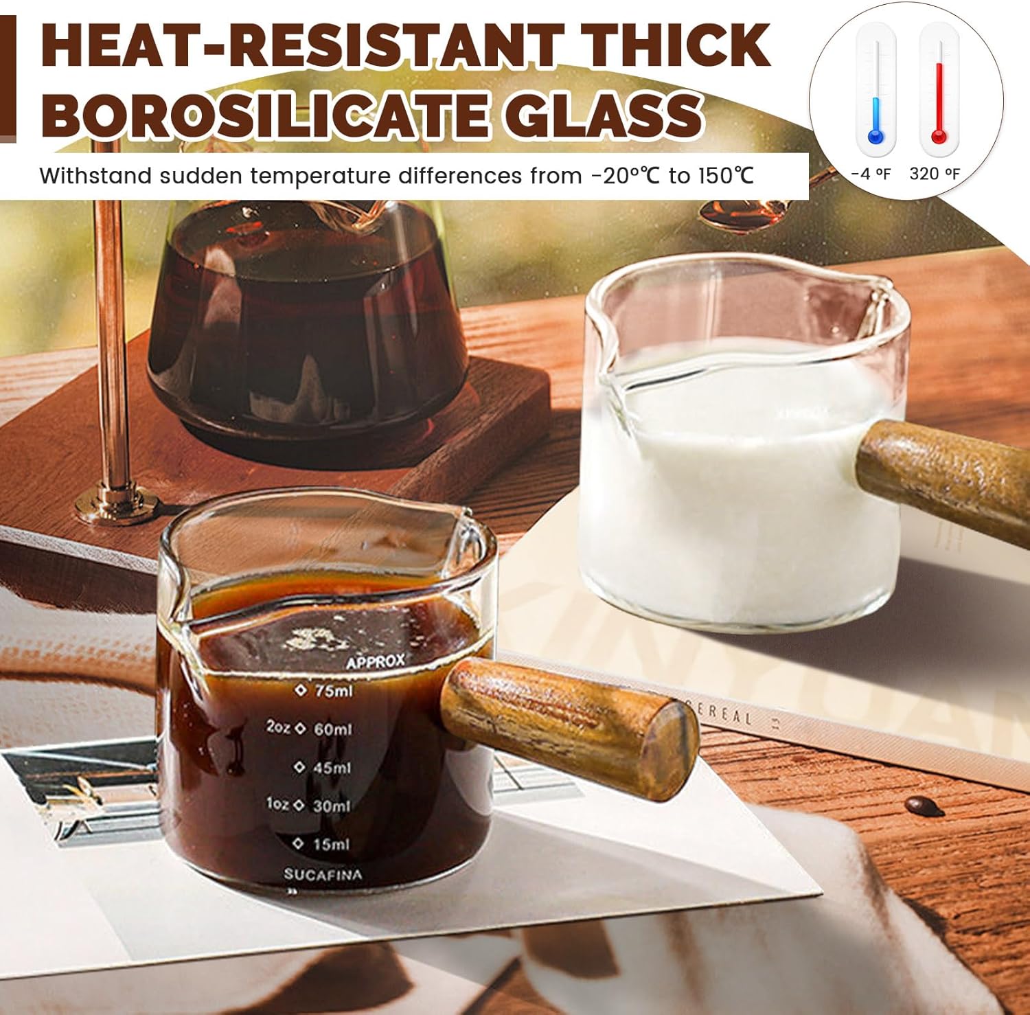 2 PCS Espresso Shot Glasses Set of 2, 75 ml Espresso Cups with Wood Handle, Double Spouts Measuring Triple Pitcher, Clear Glass Espresso Shot Glasses, Cups Espresso (Clear) 8 71sHO4XEjbL. AC SL1500