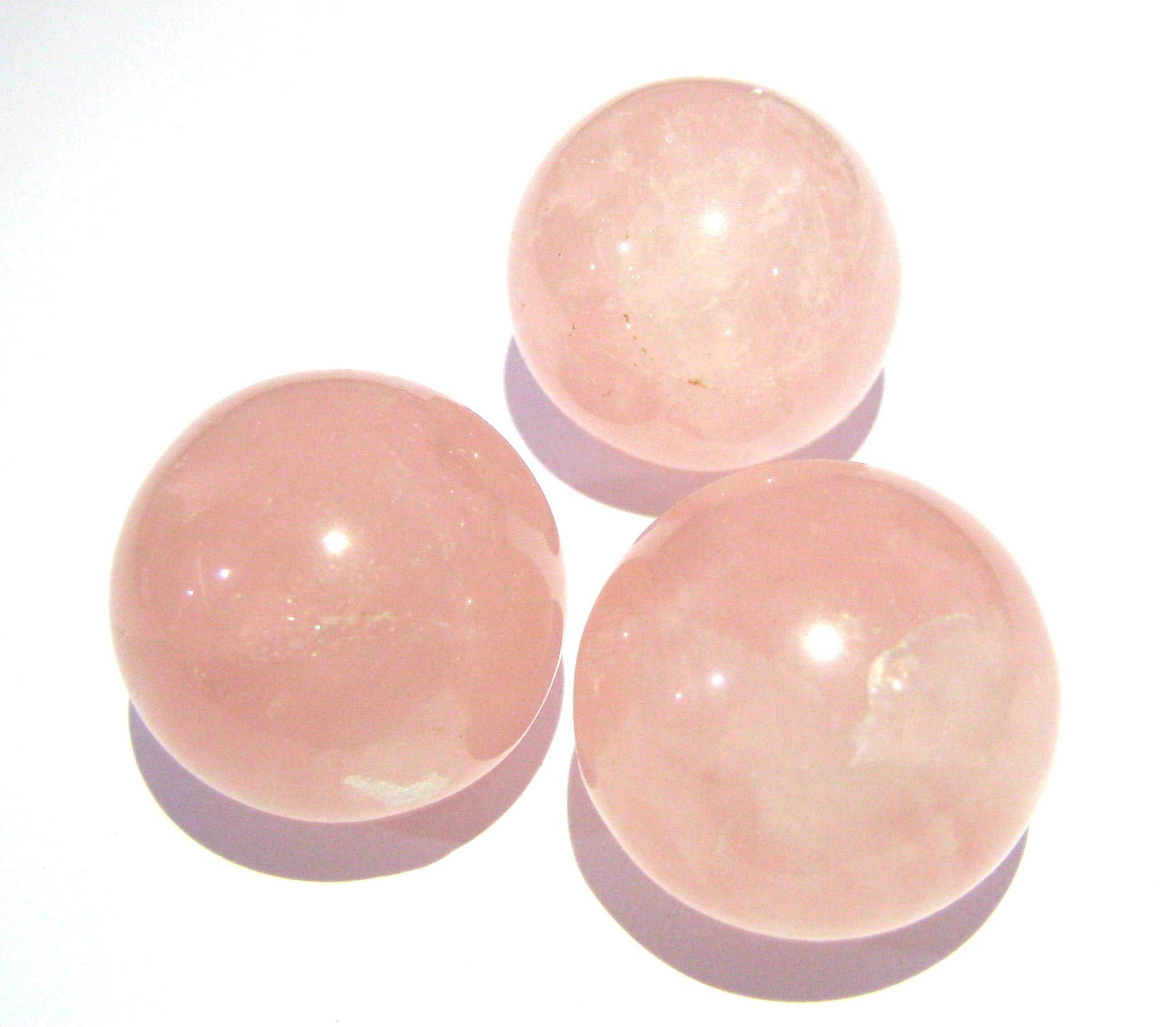 crystalmiracle Set of Three Rose Quartz 15 MM Spheres Crystal Healing Reiki FENG Shui Gift Positive Energy Peace Wellness Gemstone Aura Love Relations VAASTU