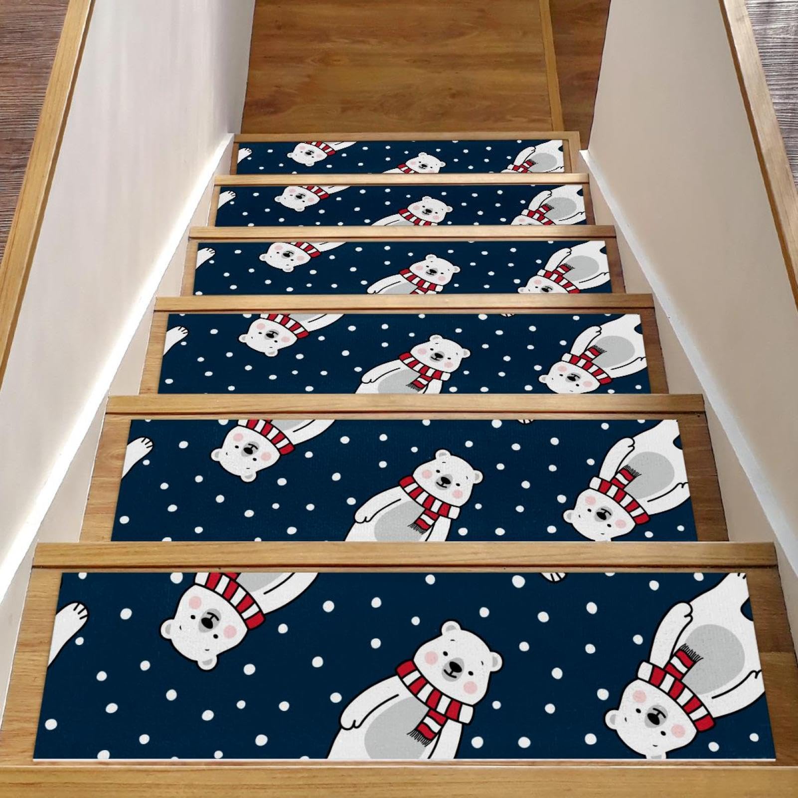 Evita resbalones en escaleras con alfombras Polar Bear de lunares