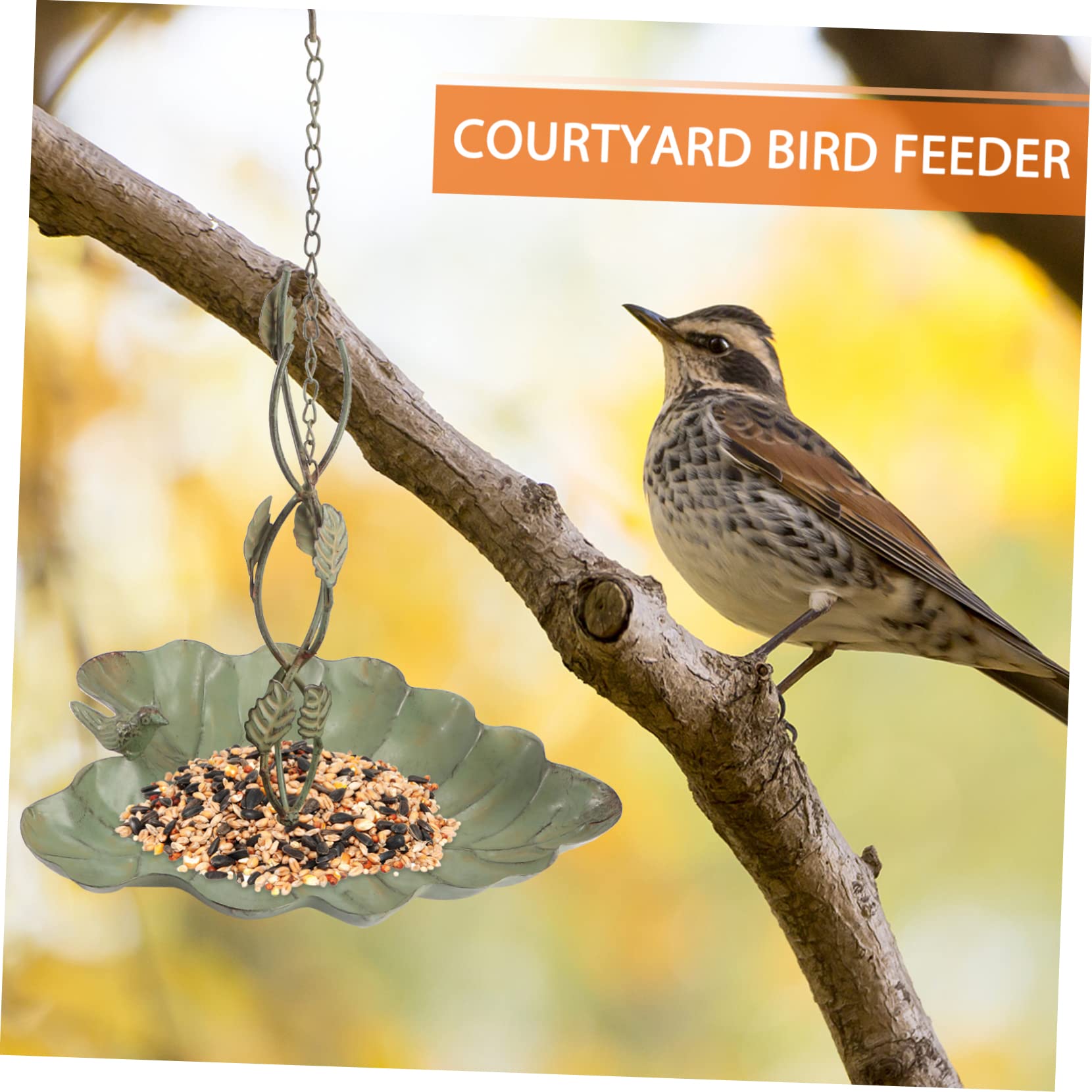 1 Stück Retro Vogelfutterspender Blattform Hängedekoration für Garten Umweltfreundliches Eisenmaterial für Kanarienvögel Papageien und Großer Füllraum für Futter Einfache