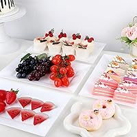 Vista 7 de 12 Pcs White Plastic Serving Trays, 14''x9'' Rectangle Dessert Trays for Dessert Table, Party Food Display Set Disposable Platters Cookie Cupcake