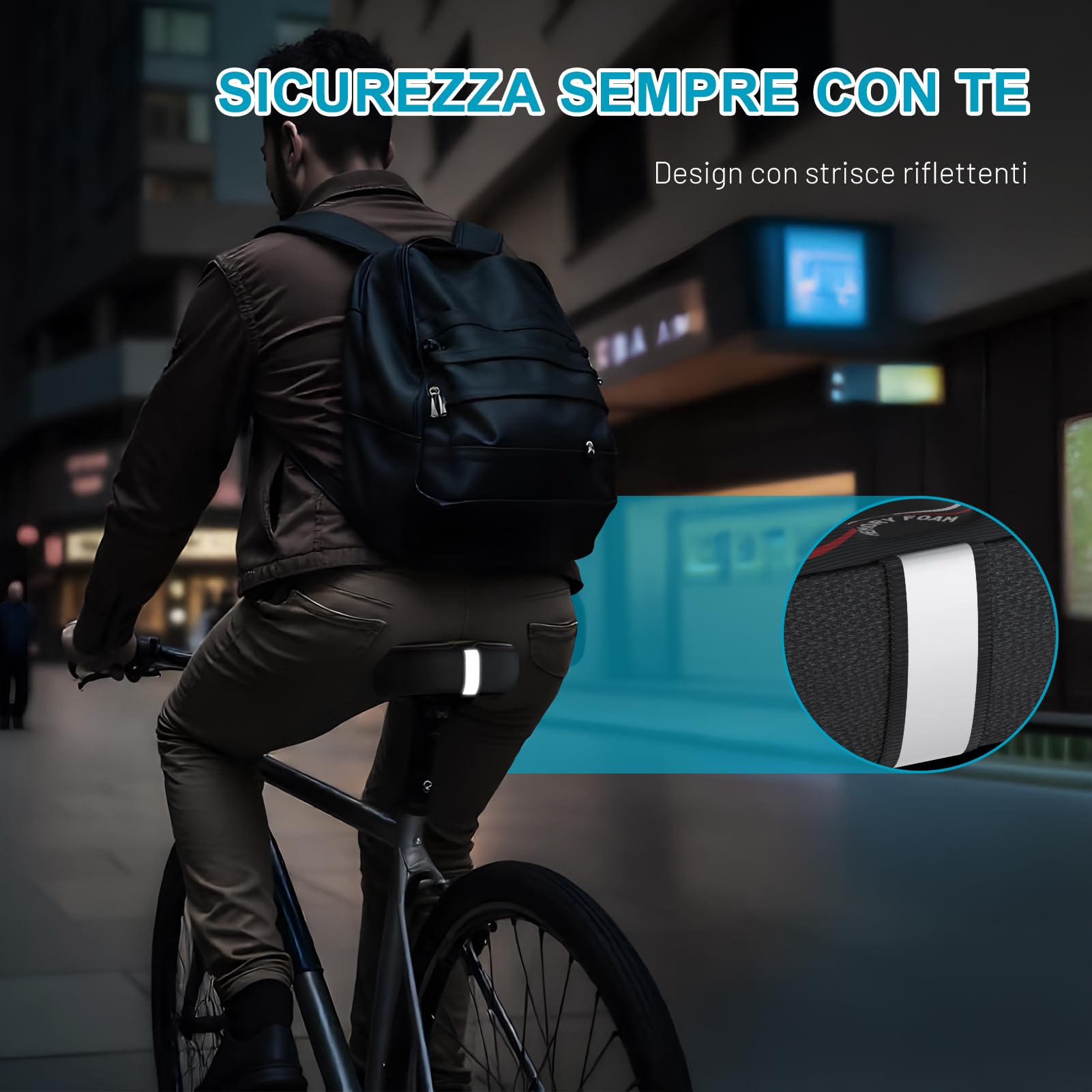 TECHCYC Coprisella Bici con Coprisella Cyclette in Memory Foam a Doppio Strato, Cuscino Ergonomico per Coprisella Bici Imbottito da Donna e da Uomo Adatto alla Maggior Parte delle Biciclette