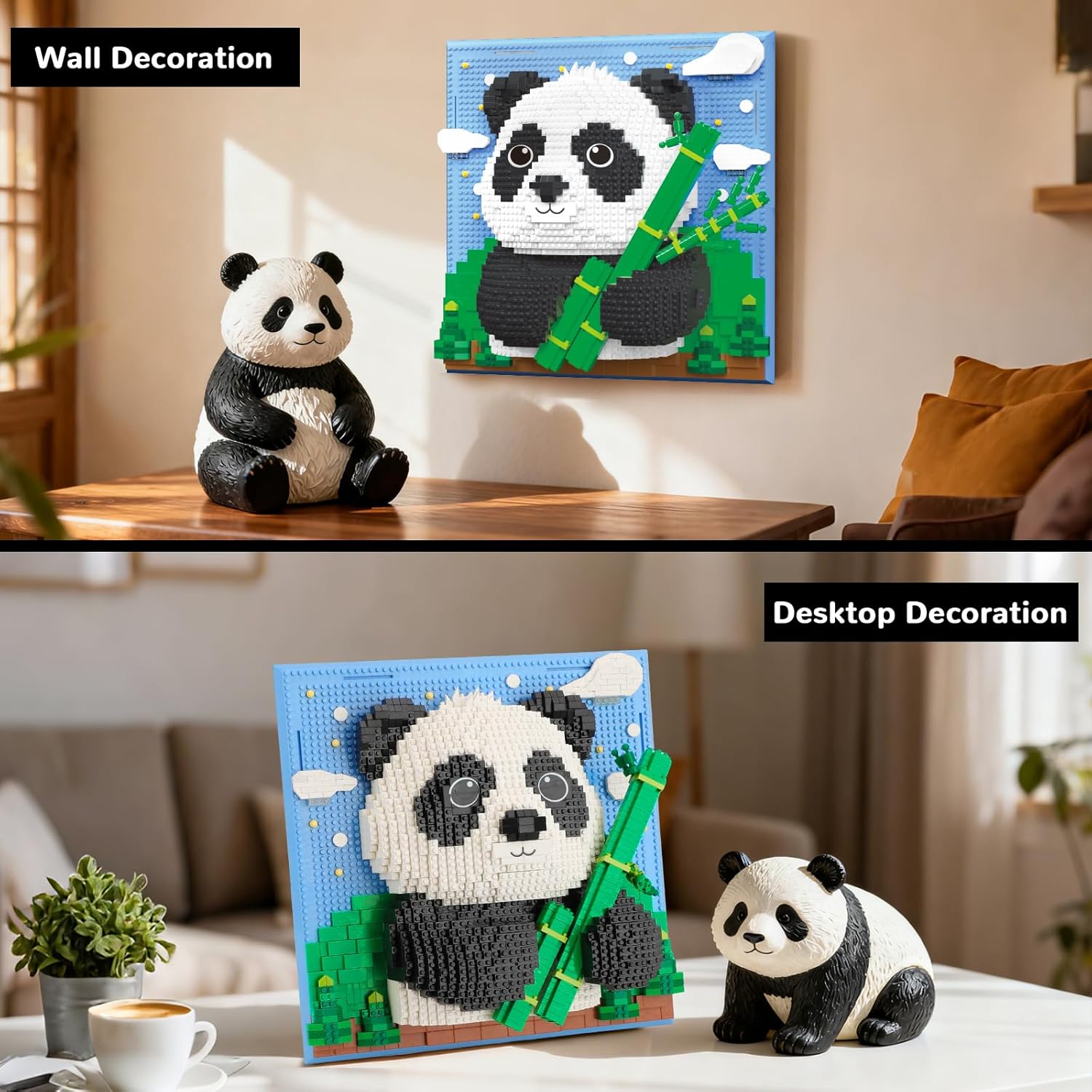 Panda Animal 3D Wall Art Micro Mini Building Blocks Set for Adults, Unique Home Wall Decor or Table Display, No Compatible with Lego, Ideal Birthday Christmas Toy Gift for Teens (2064 PCS)