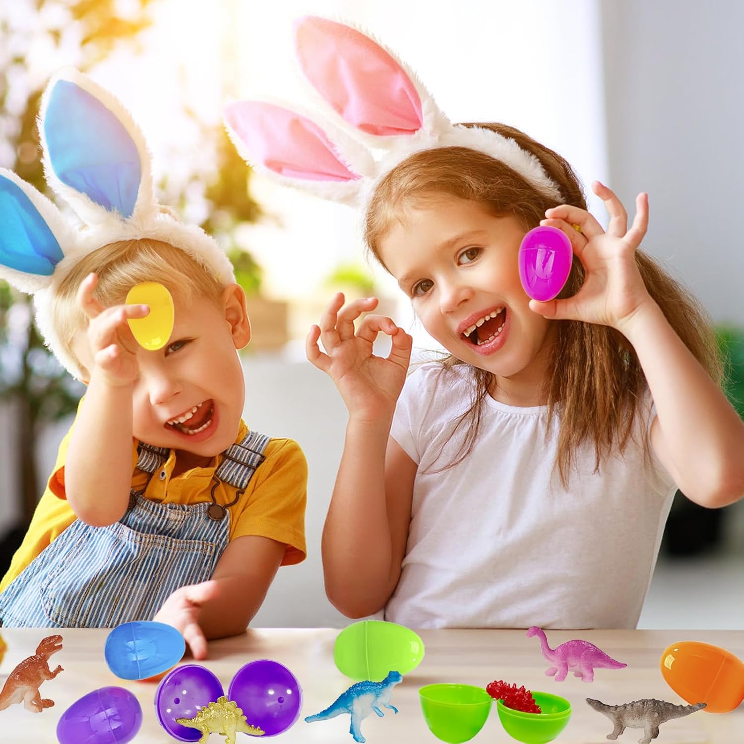 24Pack Easter Eggs with Dinosaur Toys Easter Basket Stuffers Easter Party Favors for Kids Easter Egg Hunt Filler Classroom Prizes - Image 2