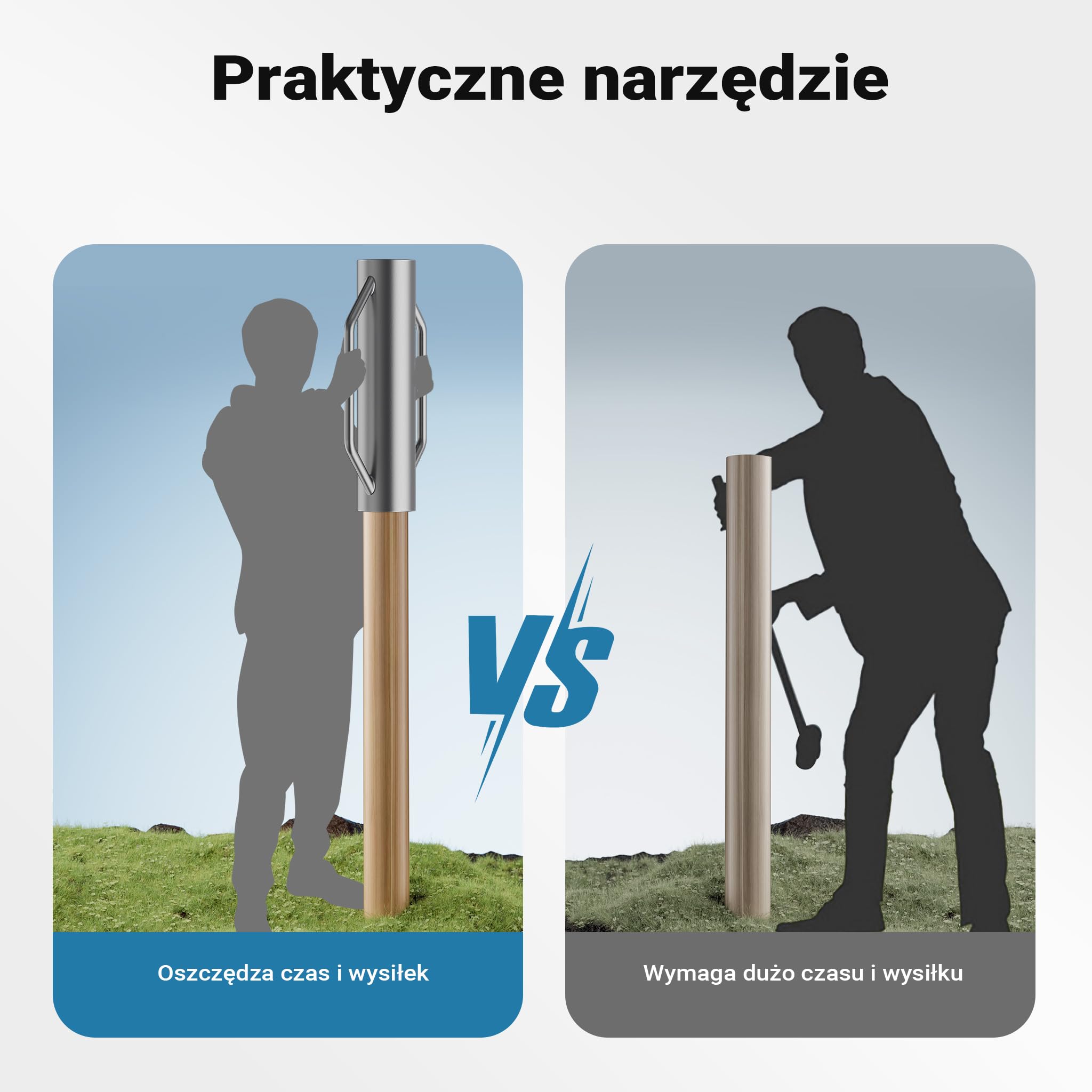 Wiltec Ręczny kafar stalowy Ø 140 mm z uchwytami do wbijania słupków, pali ogrodzeniowych i zagęszczania gruntu, palownica do pali drewnianych i rur metalowych