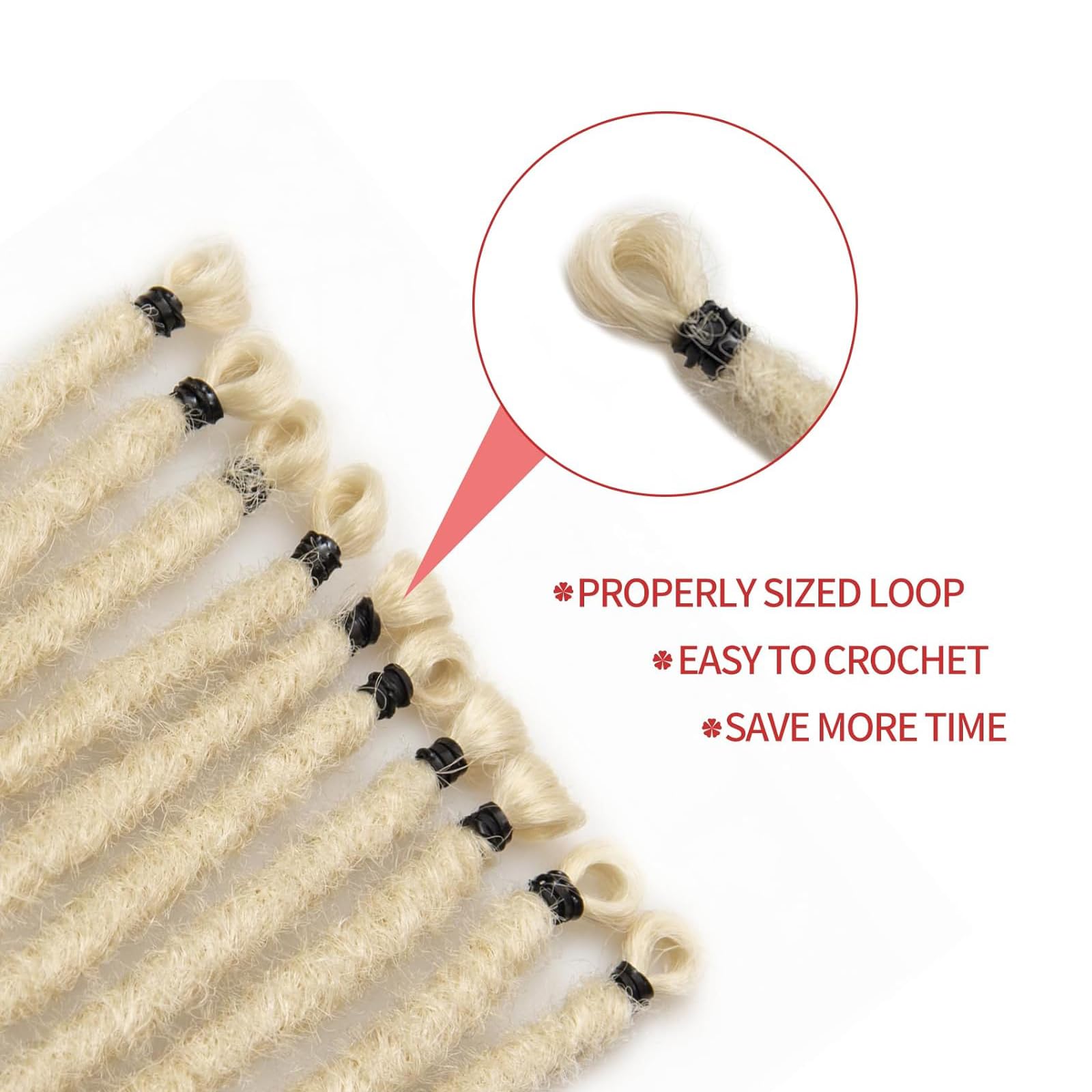 24 Inch Blonde Dreadlock Crochet Hair Reggae Braids Locs Handmade Synthetic Fiber Reggae Style Dreadlocks Braiding Hair 0.6 Width Dreads Hair Extensions(613 - Image 2