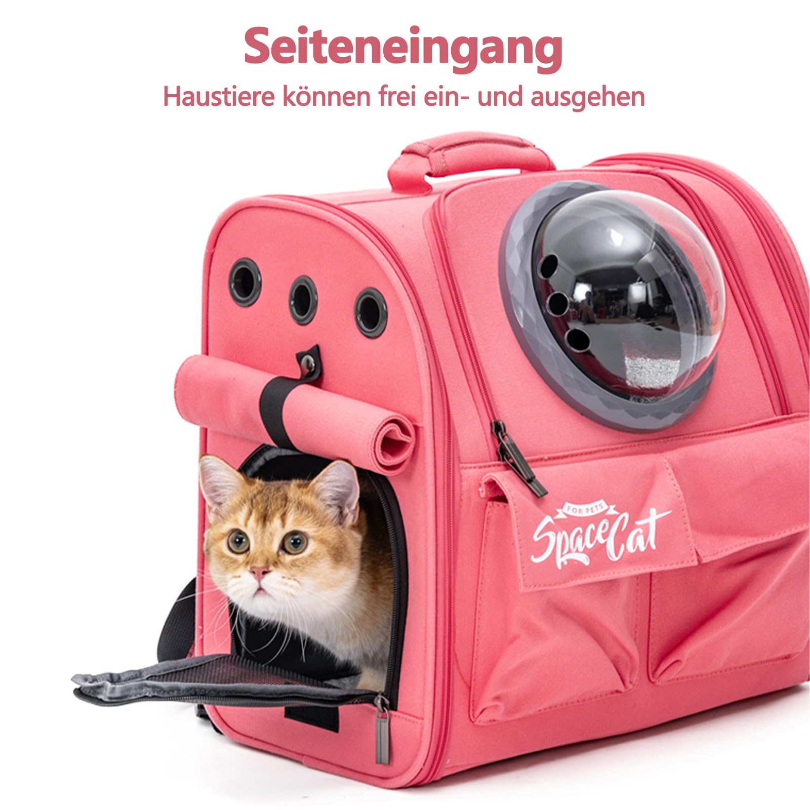 Galatée Hunde-Tragerucksack, Flugtauglicher Haustierrucksack, Katzenrucksack Für Reisen, Wandern, Camping Und Outdoor-Aktivitäten(Rosa)