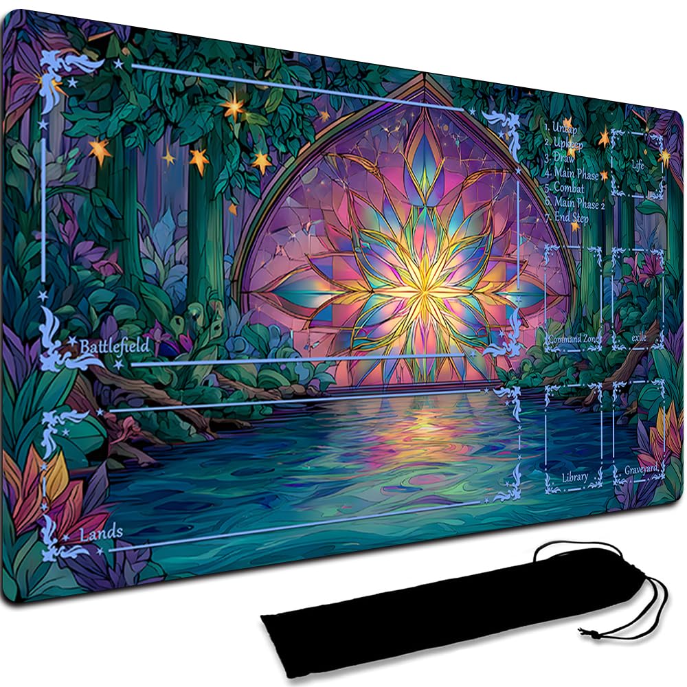 Board Game MTG Playmat + Black Waterproof Bag, Stitched Edges, Smooth Rubber Surface, MTG PlayMat With Zones (An Original Playmat) (With Zone,3)