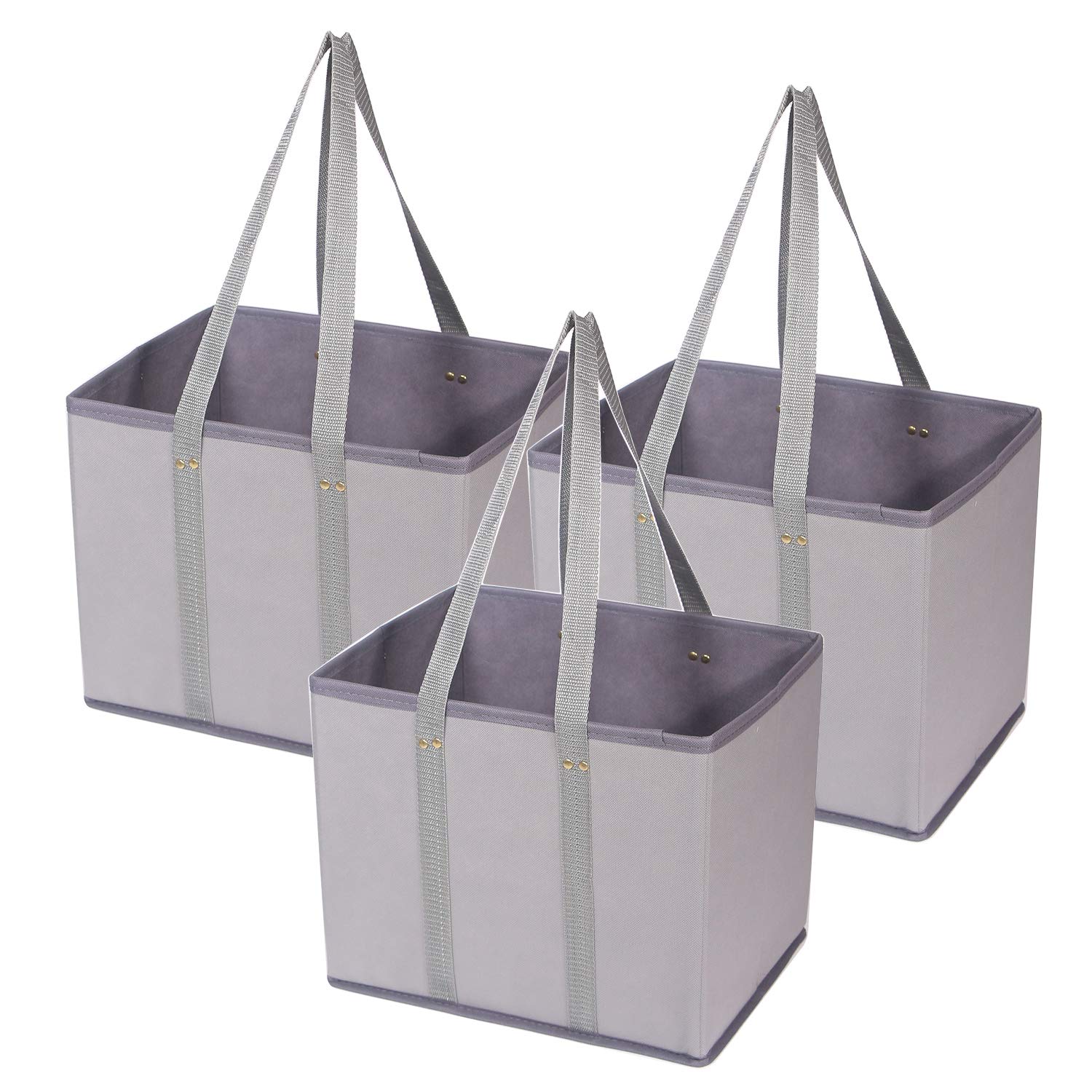 Pack Large Reusable Grocery Bags Foldable Durable Heavy Duty Tote Bag Set  Eco Friendly Collapsible Shopping Cart Boxes Storage Bins Cubes with Long