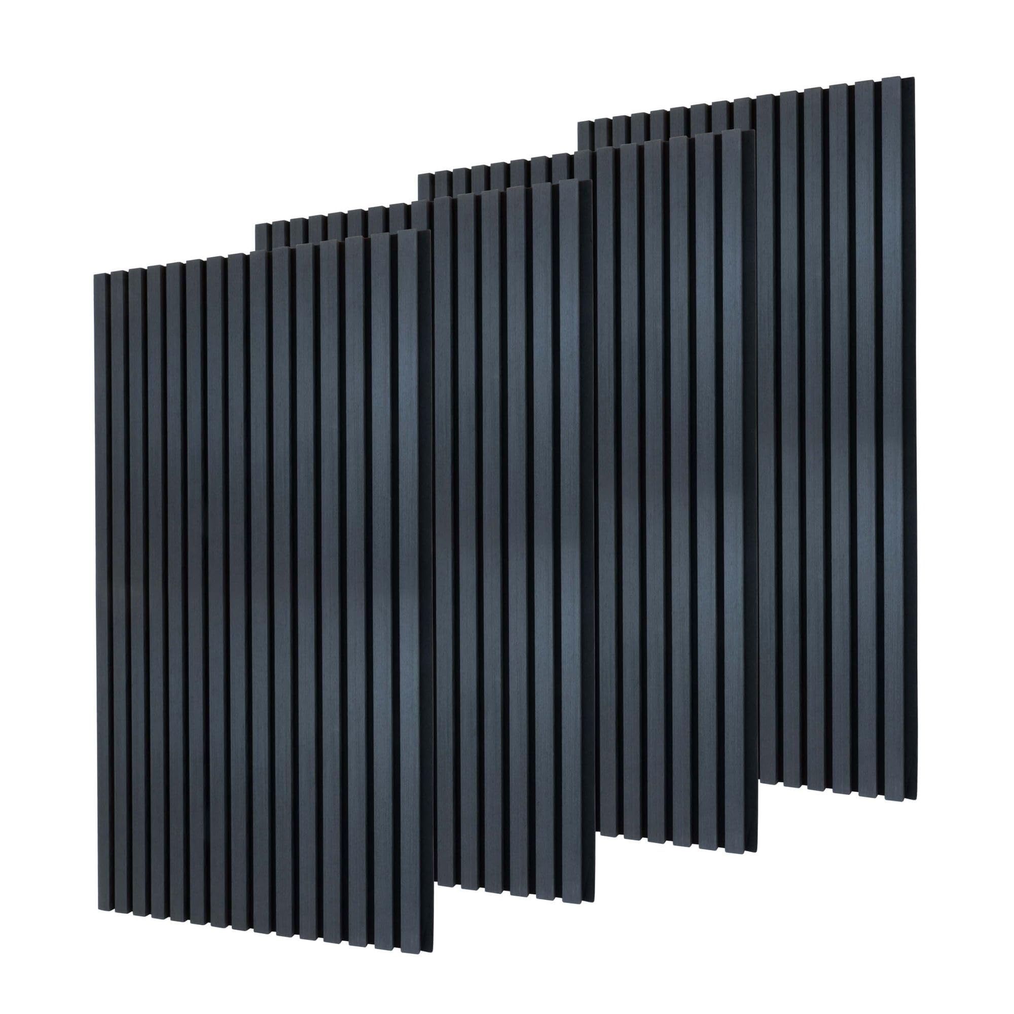 Dalsys Akustikpaneele 120 x 60 cm, 4 Stück – Eiche Schwarz, Lamellen-Wandverkleidung mit Geräuschdämmung