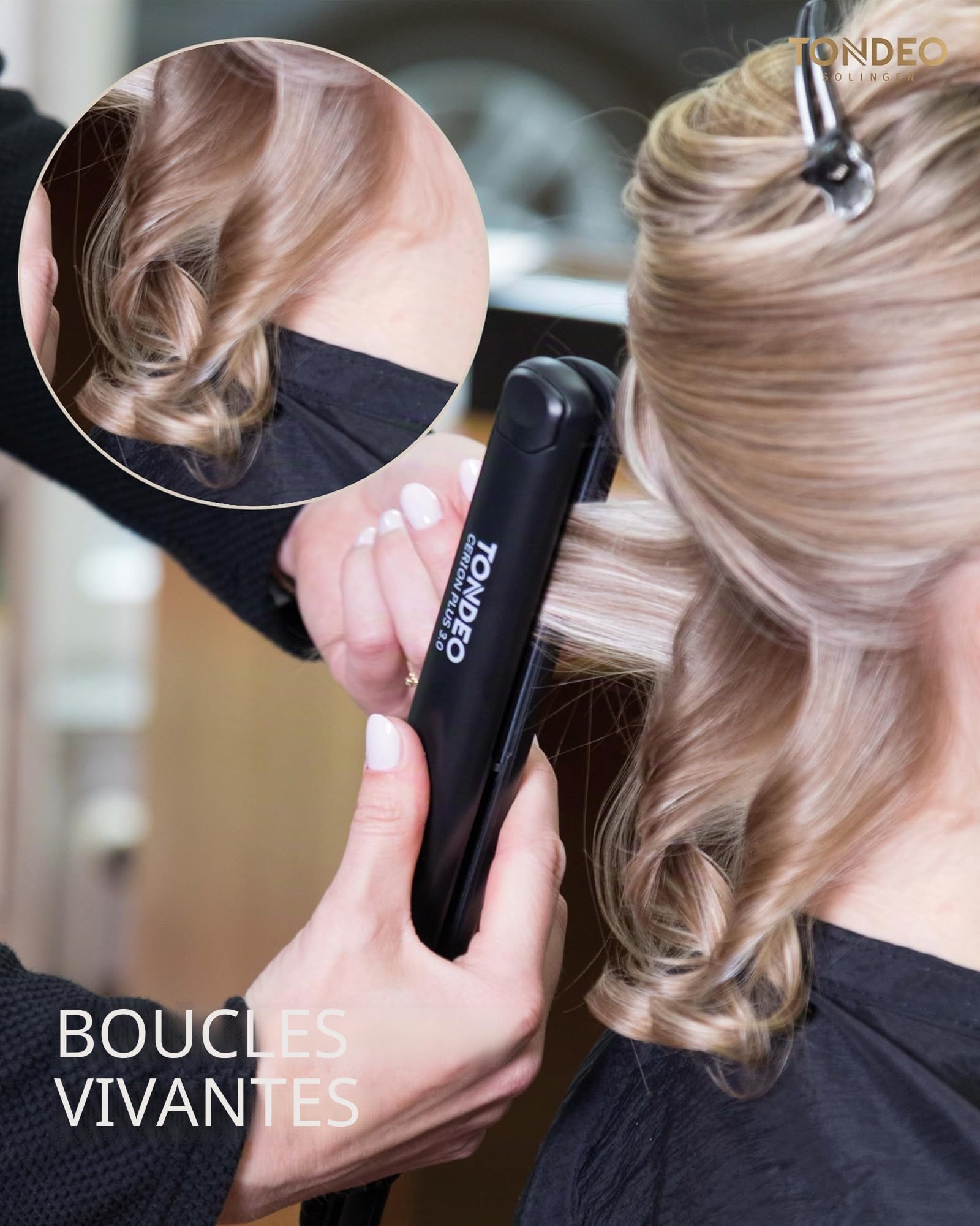 TONDEO Lisseur Cheveux CERION PLUS 3.0 | Lisseur pour boucler et lisser les cheveux | Développé par des coiffeurs professionnels