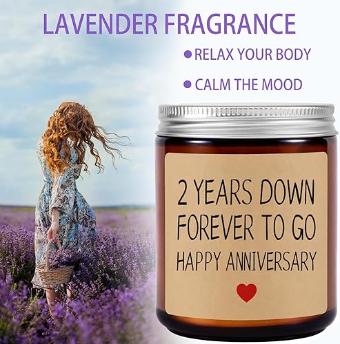 Miniatura 2 de Vela perfumada  Regalo de vela de aniversario de 2 años para pareja, regalo de feliz segundo aniversario para él, ella, novio, novia, marido,