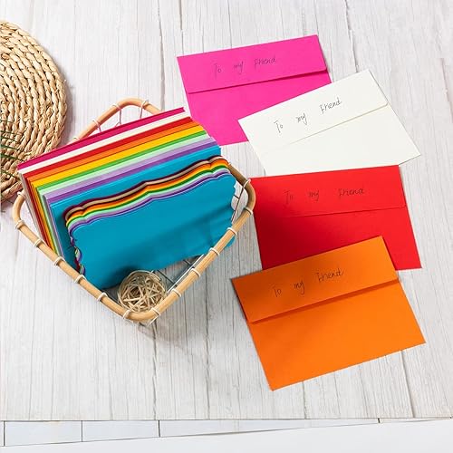 Miniatura 5 de Paquete de 100 sobres A7 con tarjetas coloridas en blanco de 5 x 7 sobres autoadhesivos de negocios, sobres de invitaciones para tarjetas (A7,