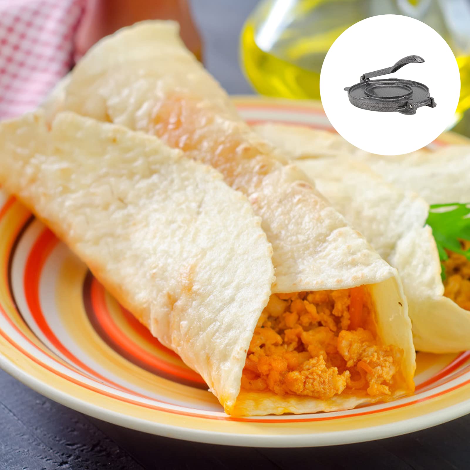 STOBAZA Prensa para Tortillas de Forma Redonda 15 Cm Aluminio Resistente Corrosión Herramienta para Hacer Tortillas de Maíz y Harina Utensilio de Cocina para Uso Doméstico y Profesional