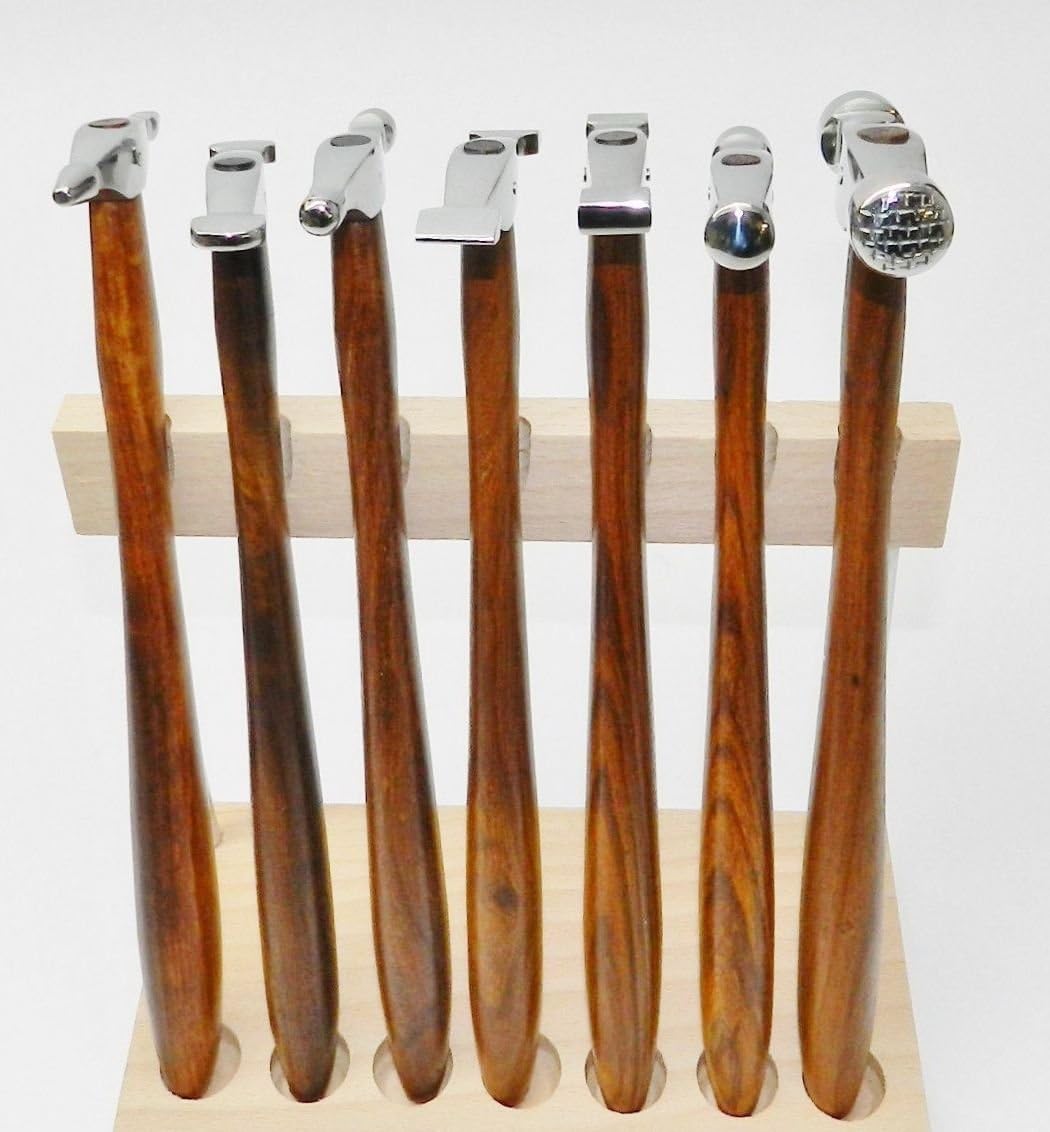 7 Piece Hammer Set With Wood Stand Jewelry Making Tool Metal Forming Texturing (2 MB)