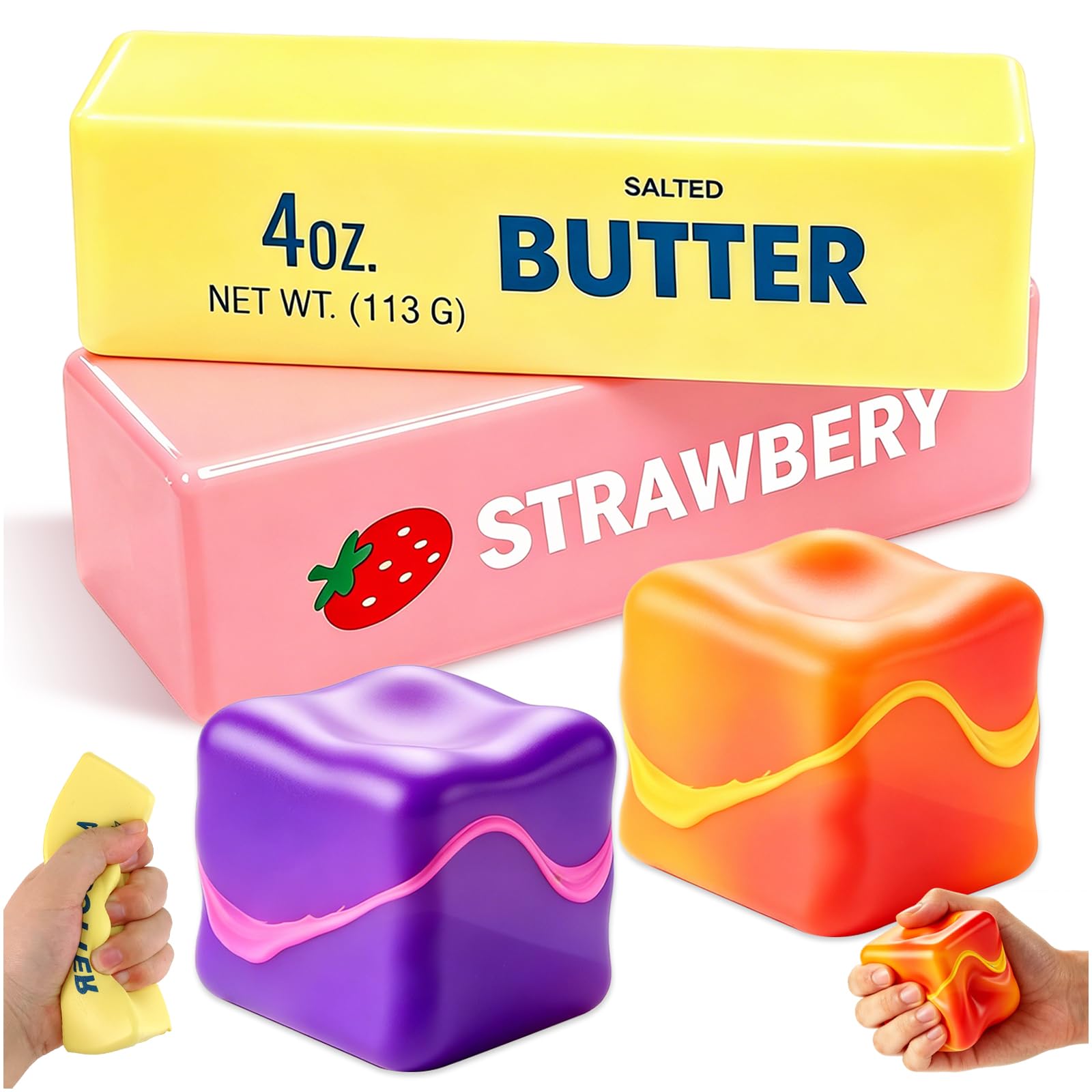 4 Pezzi Ice Cubo Antistress Giocattoli + Butter Giocattoli, Giocattolo Sensoriale con Design Cubo, Giocattolo Antistress per Alleviare adatto Bambini, Adulti, Ufficio, Casa 25Toys1
