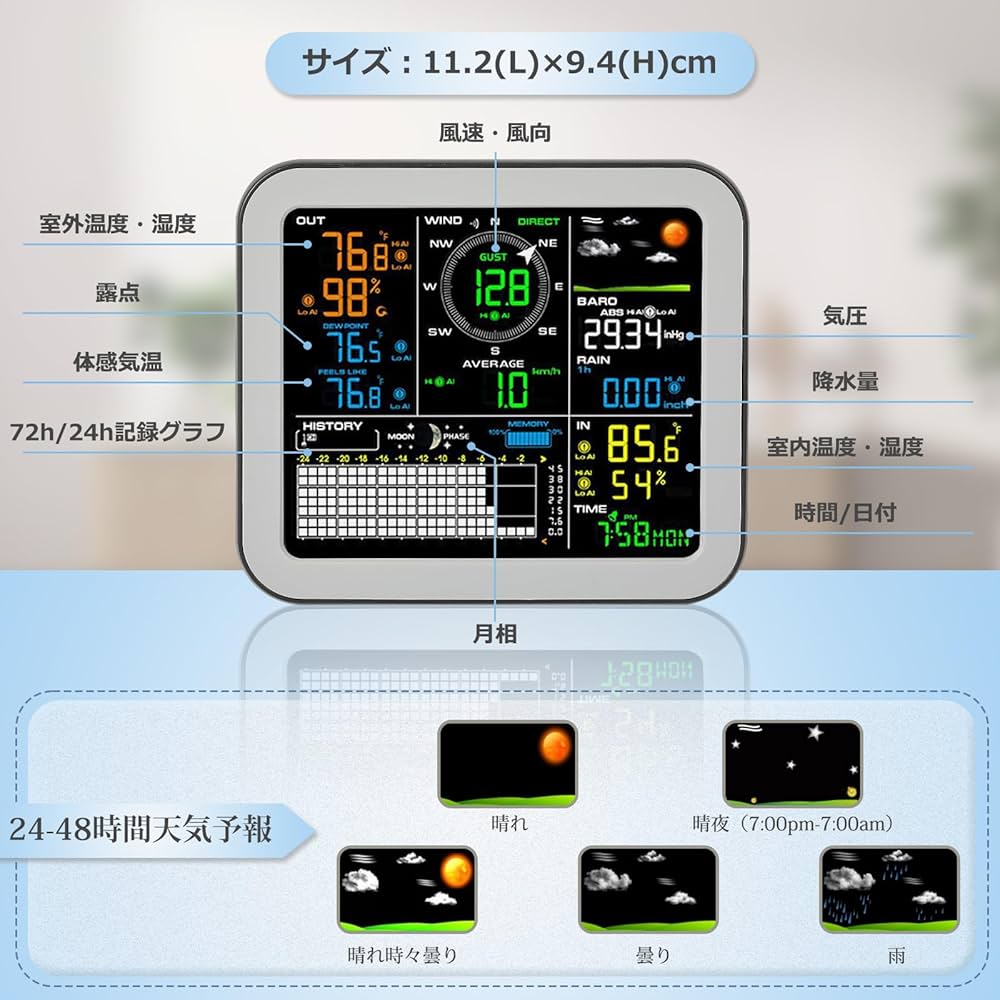 ウェザーステーション Amazon | Moongiantgo ウェザーステーション 気象観測器 気象計