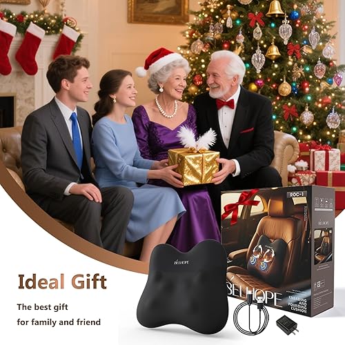 Miniatura 6 de Masajeador de espalda con calor, masaje inalámbrico de espalda y cuello para aliviar el dolor de tejido profundo, almohada de masaje shiatsu 4D y