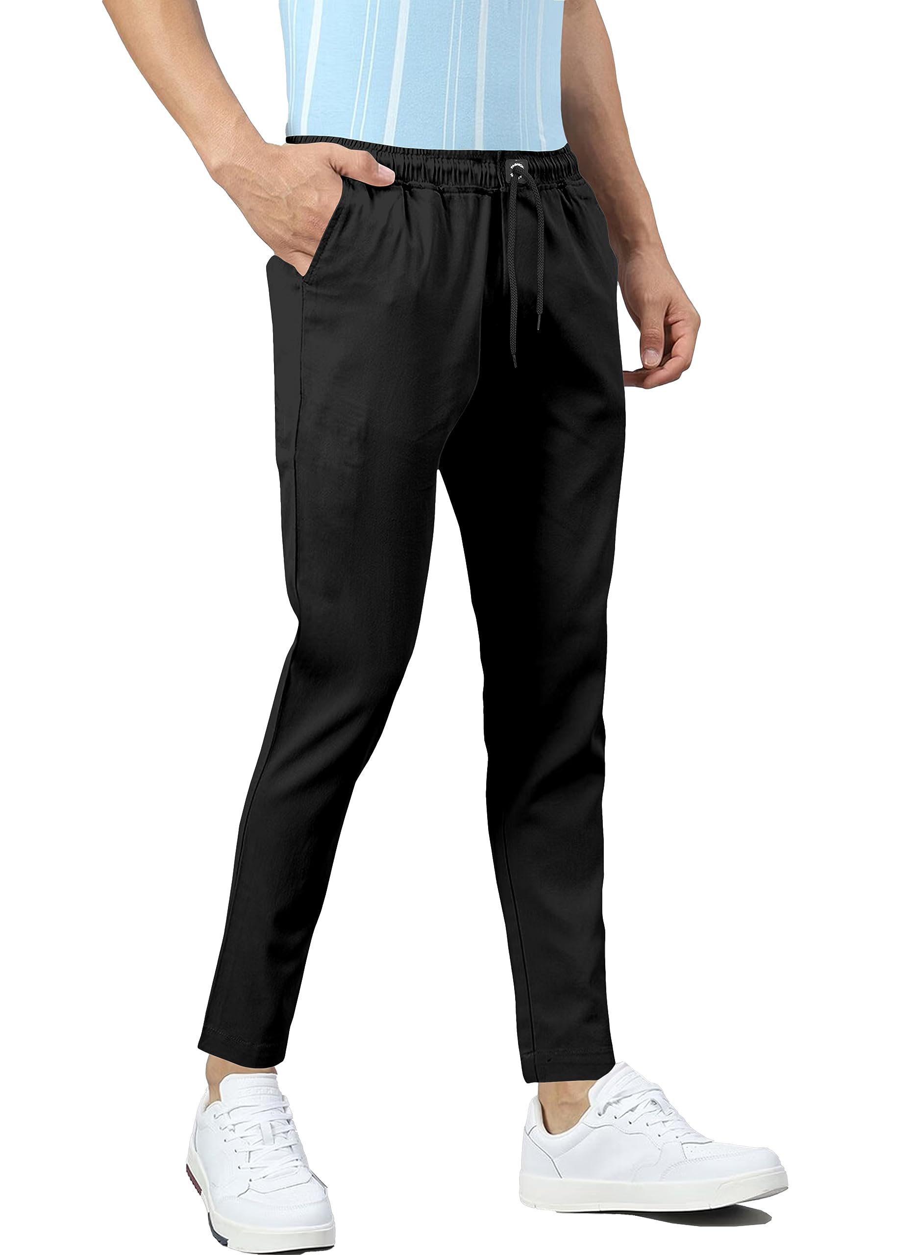 brucewane Men's Super Combed Cotton Solid Pyjamas with Elasticated Waist Both Side Pocket With Zipper, Drawstring-picture-16