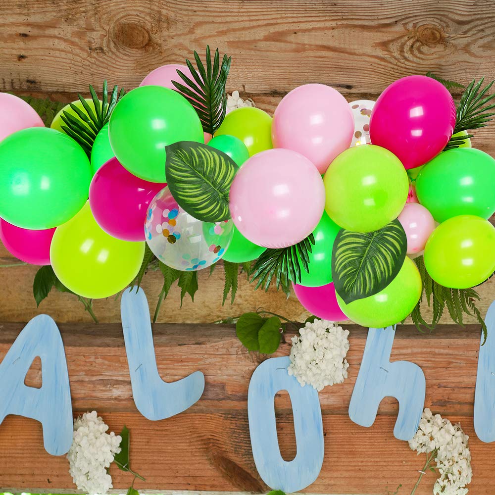 Auihiay 90 PCS 6 Kinds Monstera LeavesPalm Leaves Tropical Party