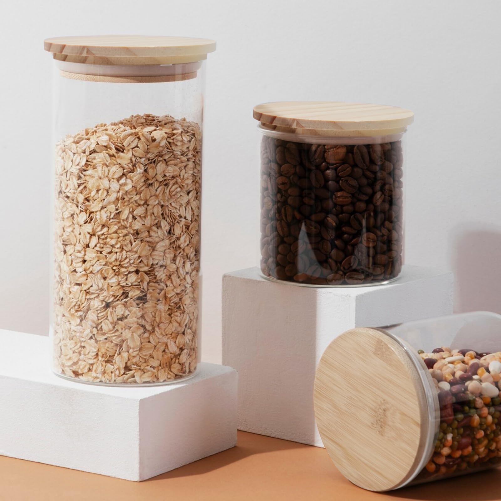 DOITOOL Holzdeckel Mit Silikon-Dichtung – Für Weckgläser & Einmachgläser, Wiederverwendbar (10,3x10,3x4 Cm)