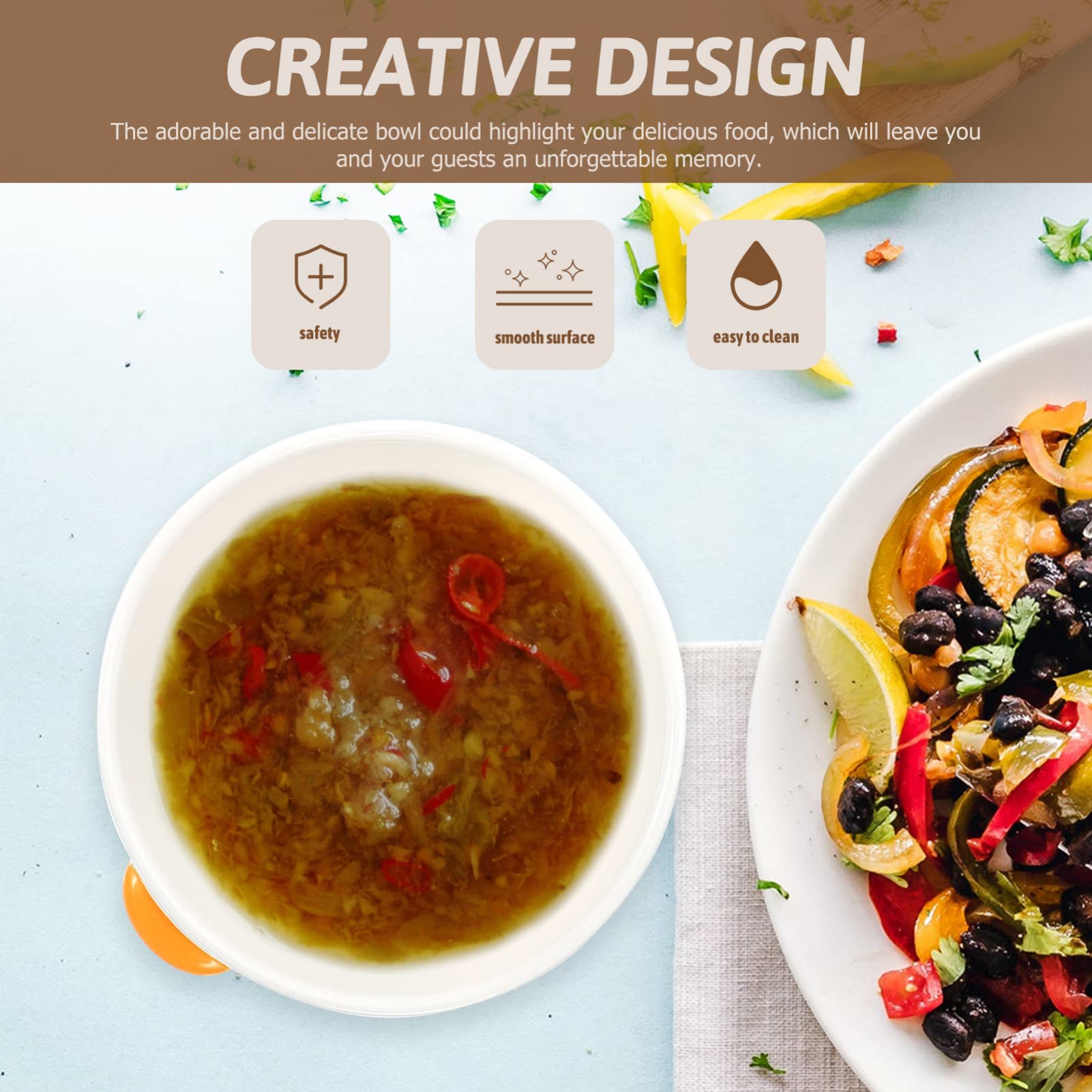 EXHUMKY Küken Keramikschale - Niedliche Dessertschale 9x9cm Hitzebeständig Für Snacks & Süßigkeiten