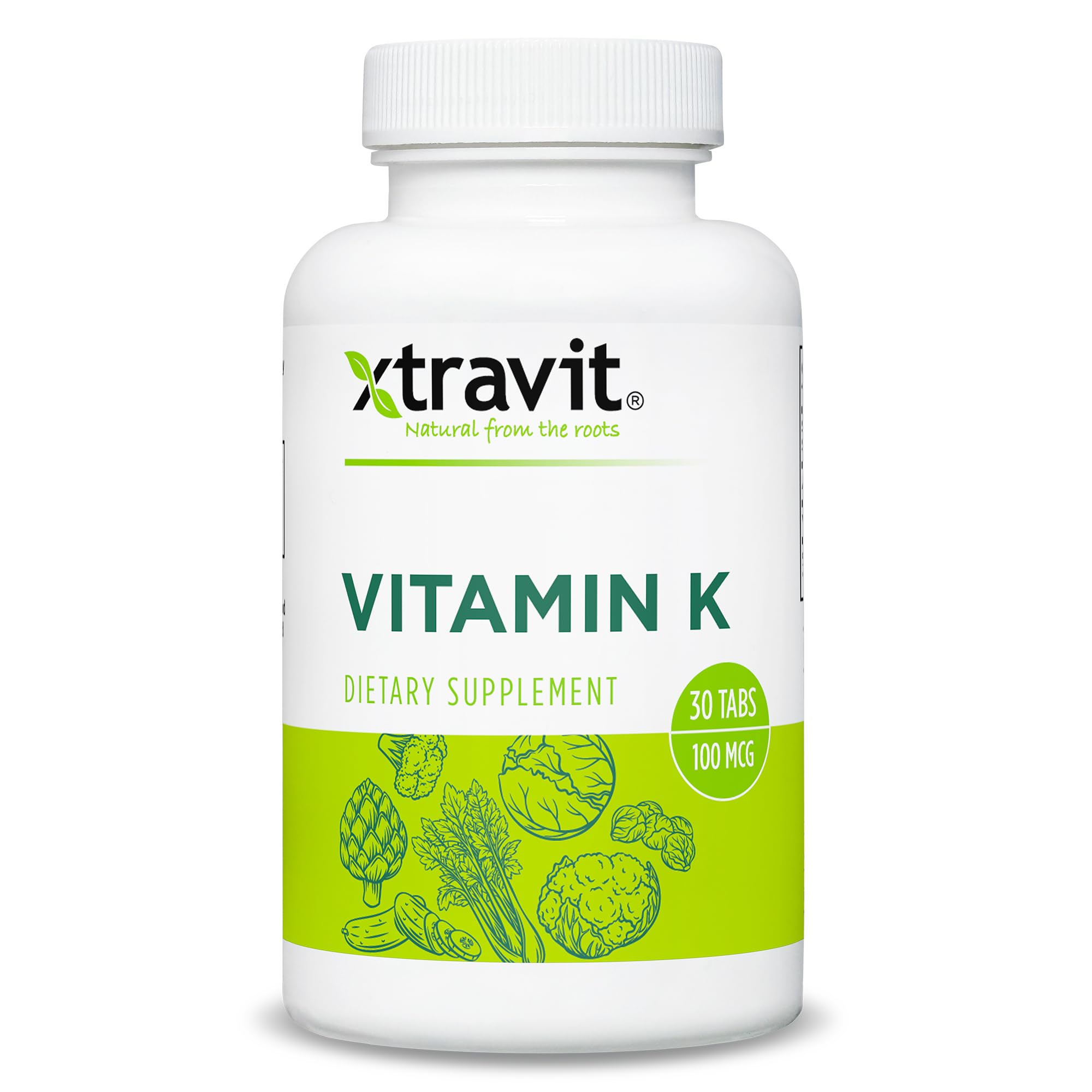 Vitamin K Supplement Natural Vitamins for Men Women - Vital Nutrients for Calcium Absorption Overall Balance - Non-GMO