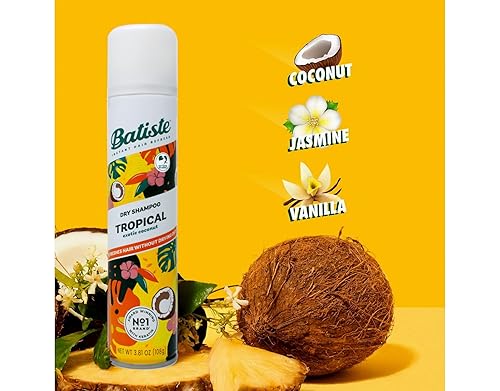 Miniatura 8 de Batiste Champú seco, fragancia tropical, refresca el cabello y absorbe el aceite entre lavados, champú sin agua para mayor textura y cuerpo del
