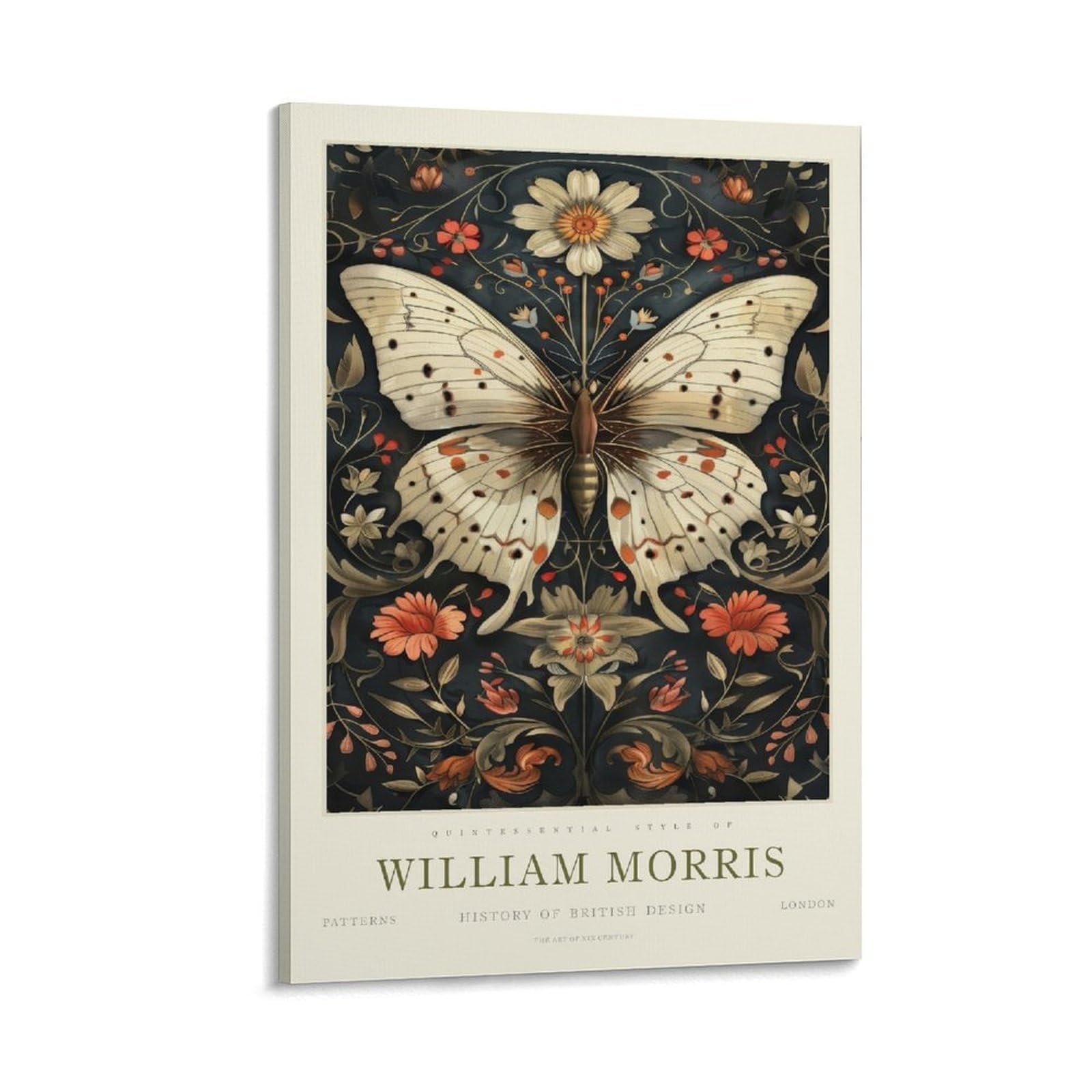 William Morris Butterfly Floral Plant Art Posters & Prints For Room Aesthetic Canvas Bathroom Art Wall Decor Photo Prints 16x24inch(40x60cm)
