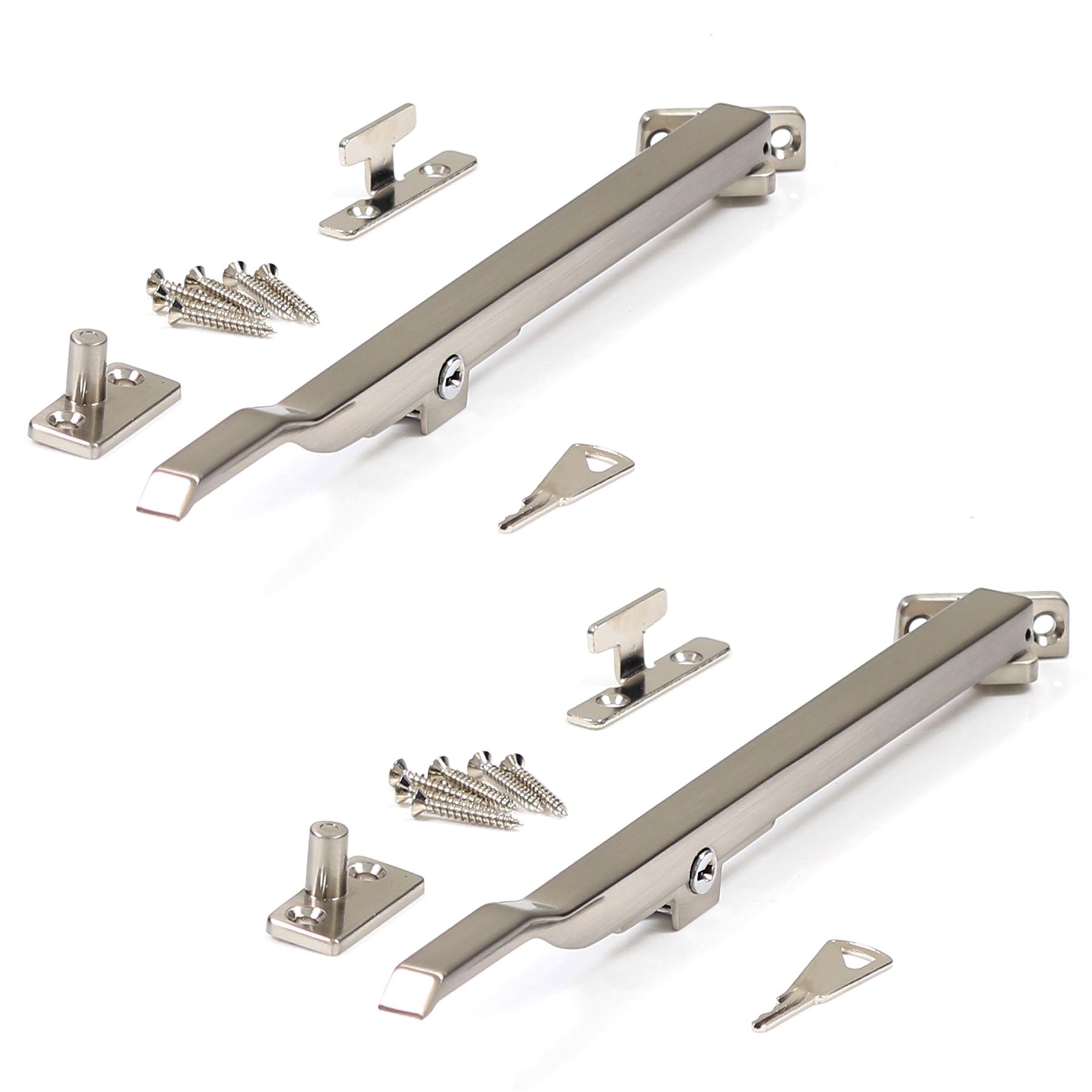 2X 250mm Locking Arm Stays - Satin Chrome Left & Right Opening Window Casement Levers