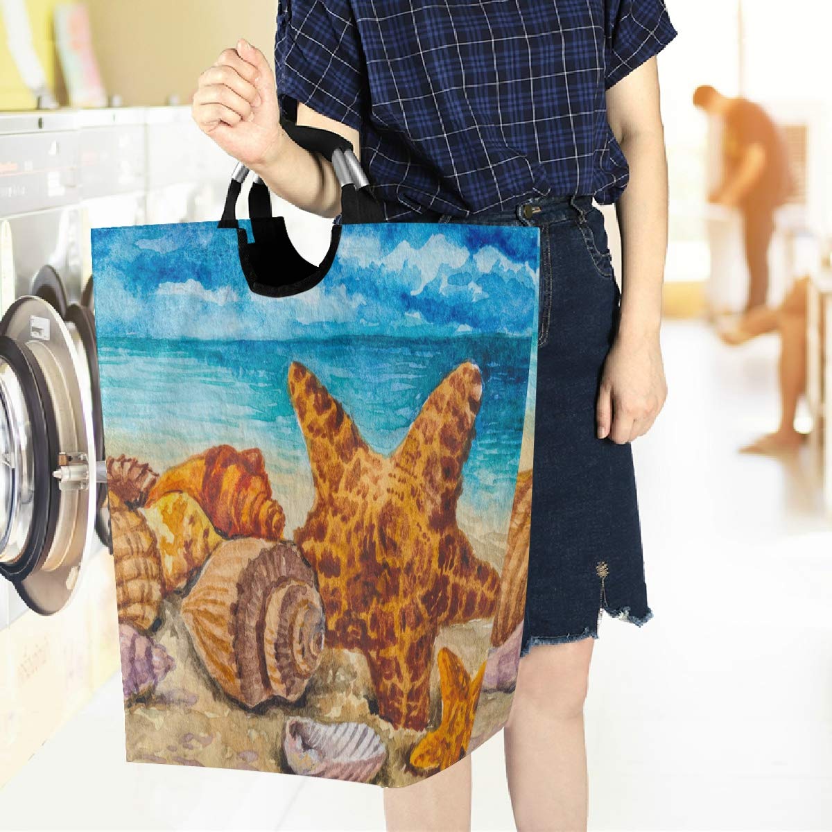 Amazon.com: visesunny Collapsible Laundry Basket Vintage Seashell Starfish  Beach Large Laundry Hamper with Handle Toys and Clothing Organization for  Bathroom, Bedroom, Home, Dorm, Travel : Home & Kitchen