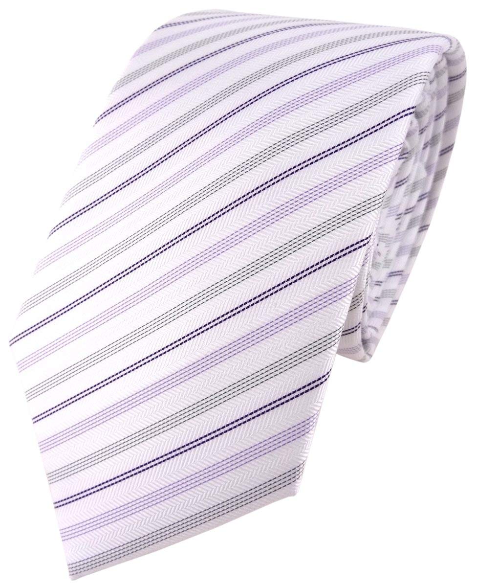 Tigertie Purple, Purple, White, Lilac, Silver Designer Tie Necktie In Lila White Lilac Silver Striped - Tie Necktie