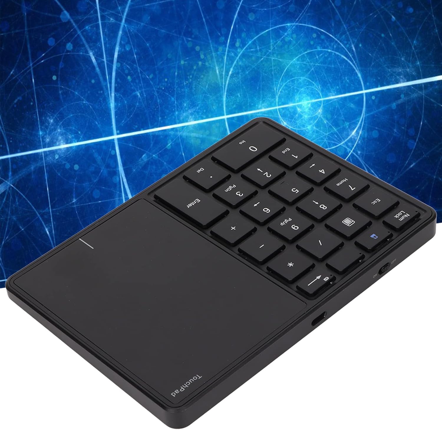 Lazmin112 Wireless Numeric Keypad, 22 Keys 2.4G Bluetooth Number Keyboard with Touchpad, Type C Interface, Support for Win, for iOS, for Android, for OS X Systems(Black)