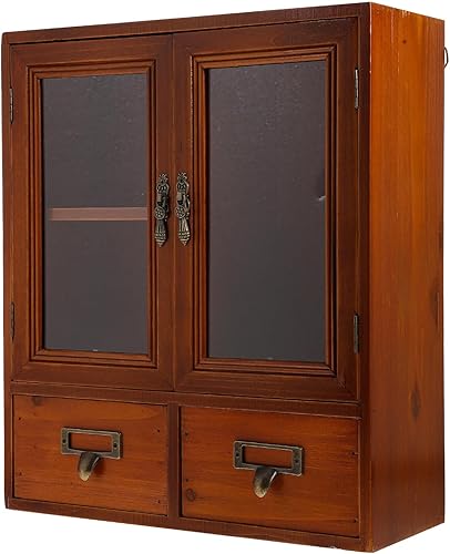 Holibanna Gabinete de almacenamiento de pared de madera, gabinete de medicina de pared de baño, armario de cocina colgante rústico para colgar en la