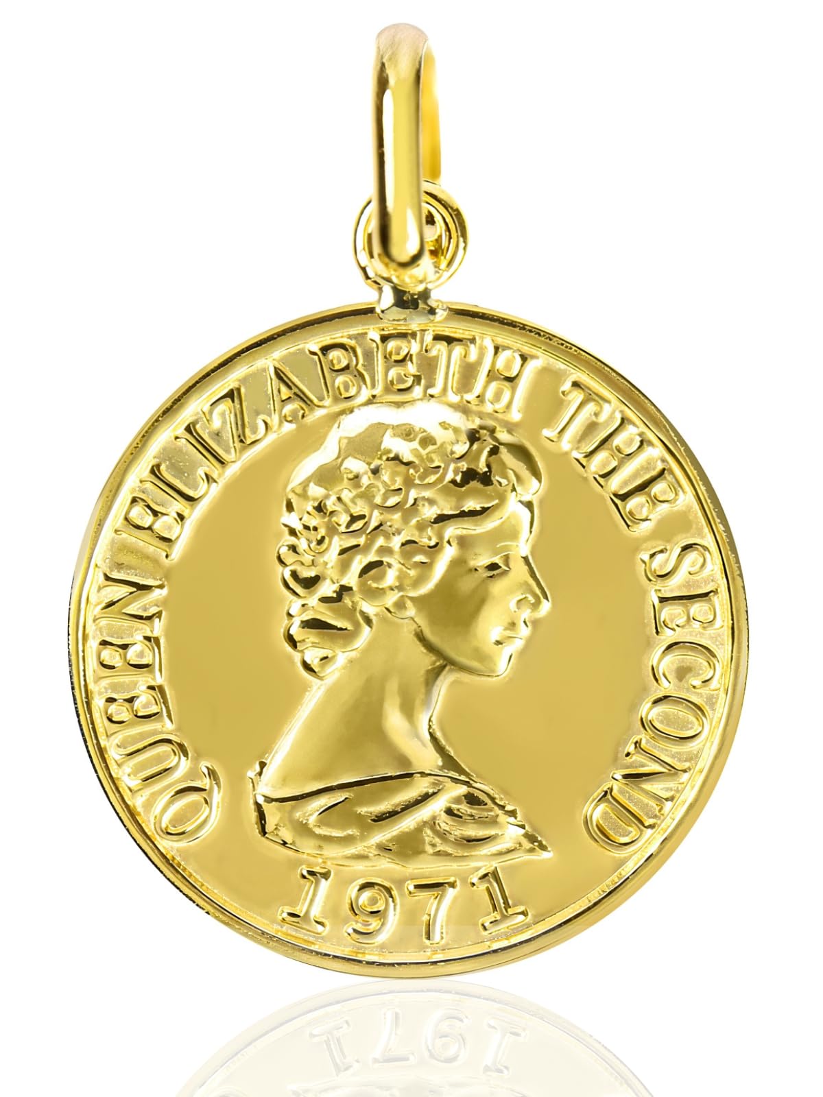 18K K18ネックレストップ  トップエリザベス 刻印 ネックレストップ K18 コイン 13mm 18K エリザベス 刻印 18金 L