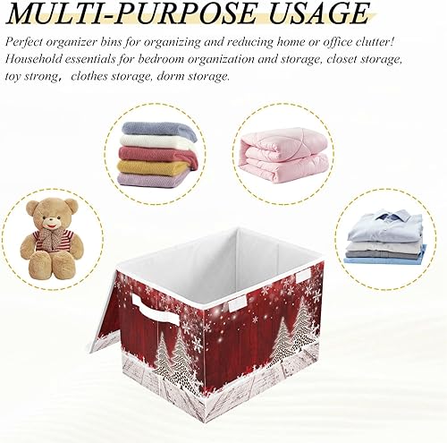 Miniatura 7 de xigua Contenedores de almacenamiento para árbol de Navidad con tapas, plegables grandes cubos con asas, para el hogar, dormitorio, armario, oficina