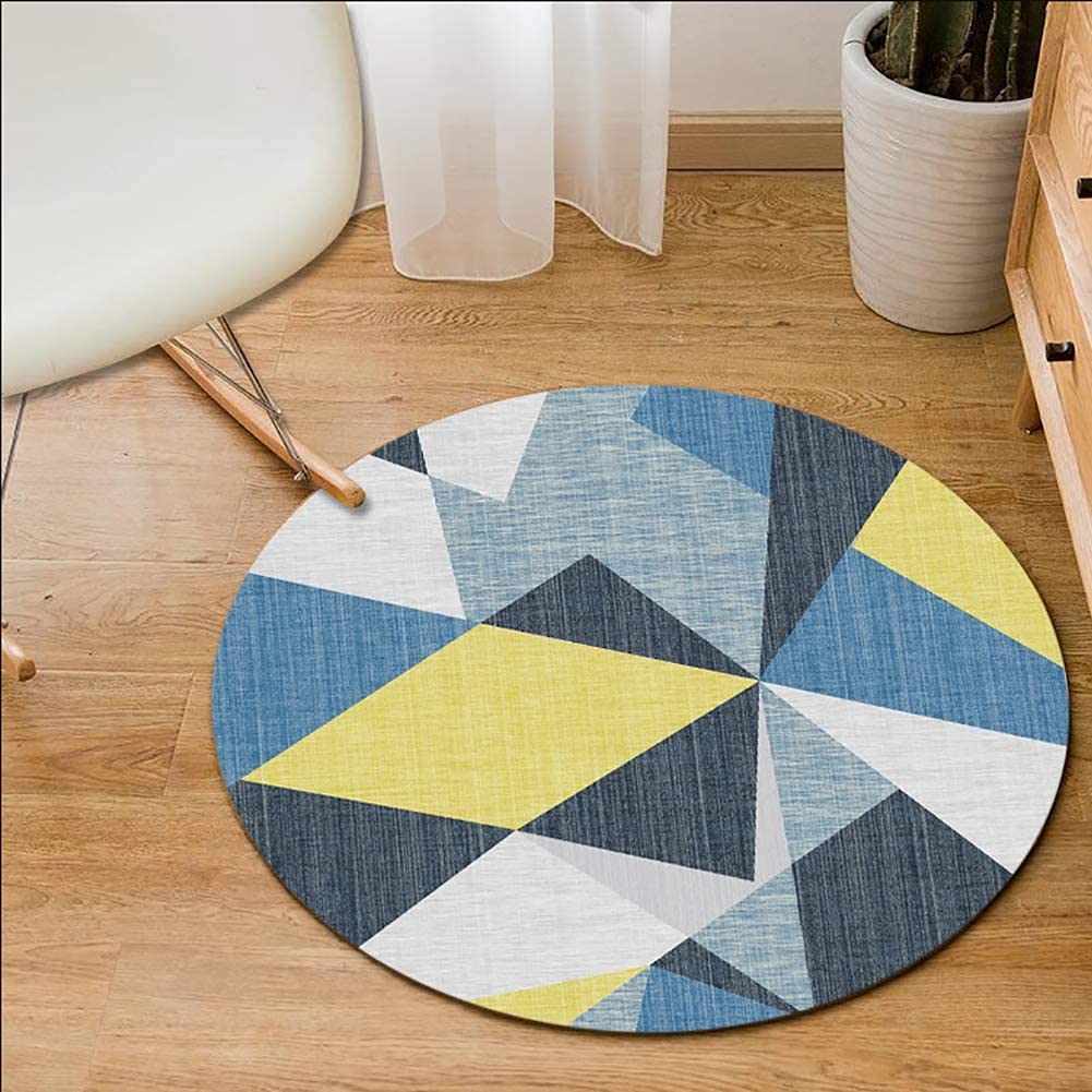 Tapis antidérapant de salon rond géométrique moderne en polyester 80cm