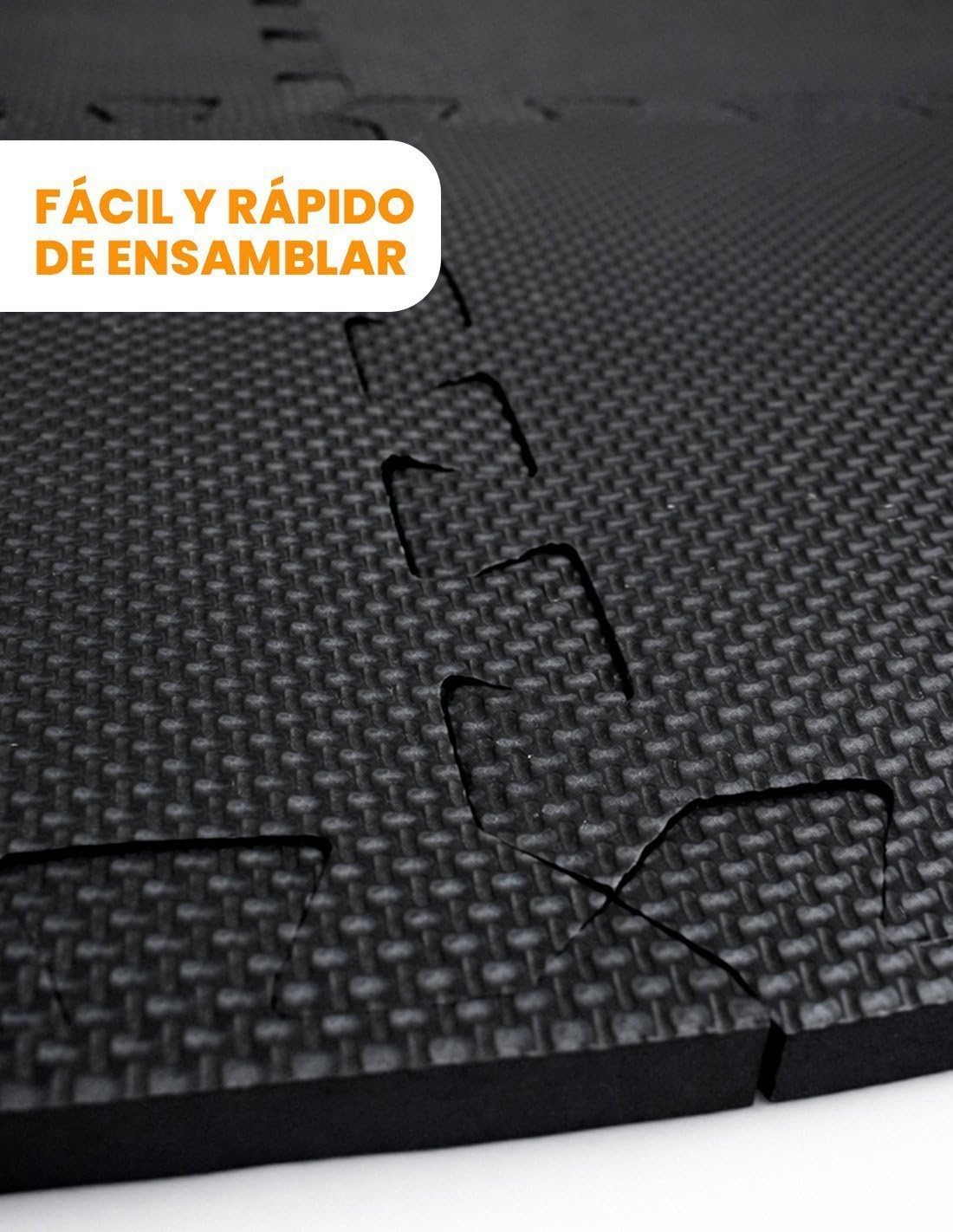 JARDIN202 - Esterilla Puzzle para Suelos de Gimnasio y Fitness | Protección de Goma Espuma, Tatami Puzzle Expandible 30x30cm (10mm) | 36 Uds | 3,24 m² (Negro) - 4