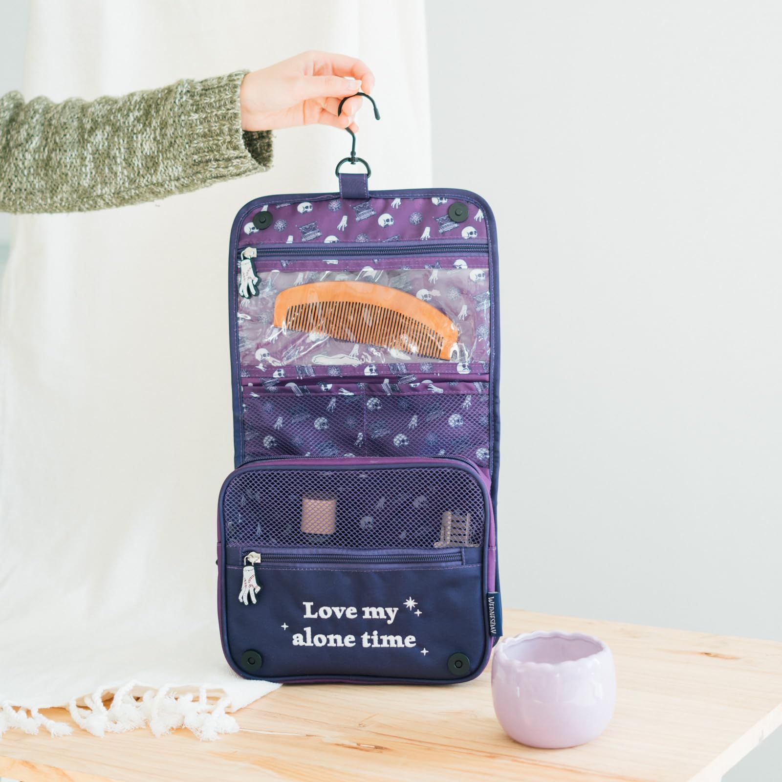 Grupo Erik Hanging Toiletry Bag - Wednesday Addams Gifts | Travel Toiletry Bag Waterproof With Hook, Cosmetic Bags Makeup, Travel Organiser Toiletries Bag | Wednesday Gifts Under 20 Pounds