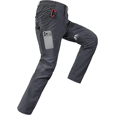 CNBQDD Mens Hiking Pants Quick Dry Water Resistant Lightweight Nylon Cargo Pants Breathable Work Travel Pants with 6 Pockets