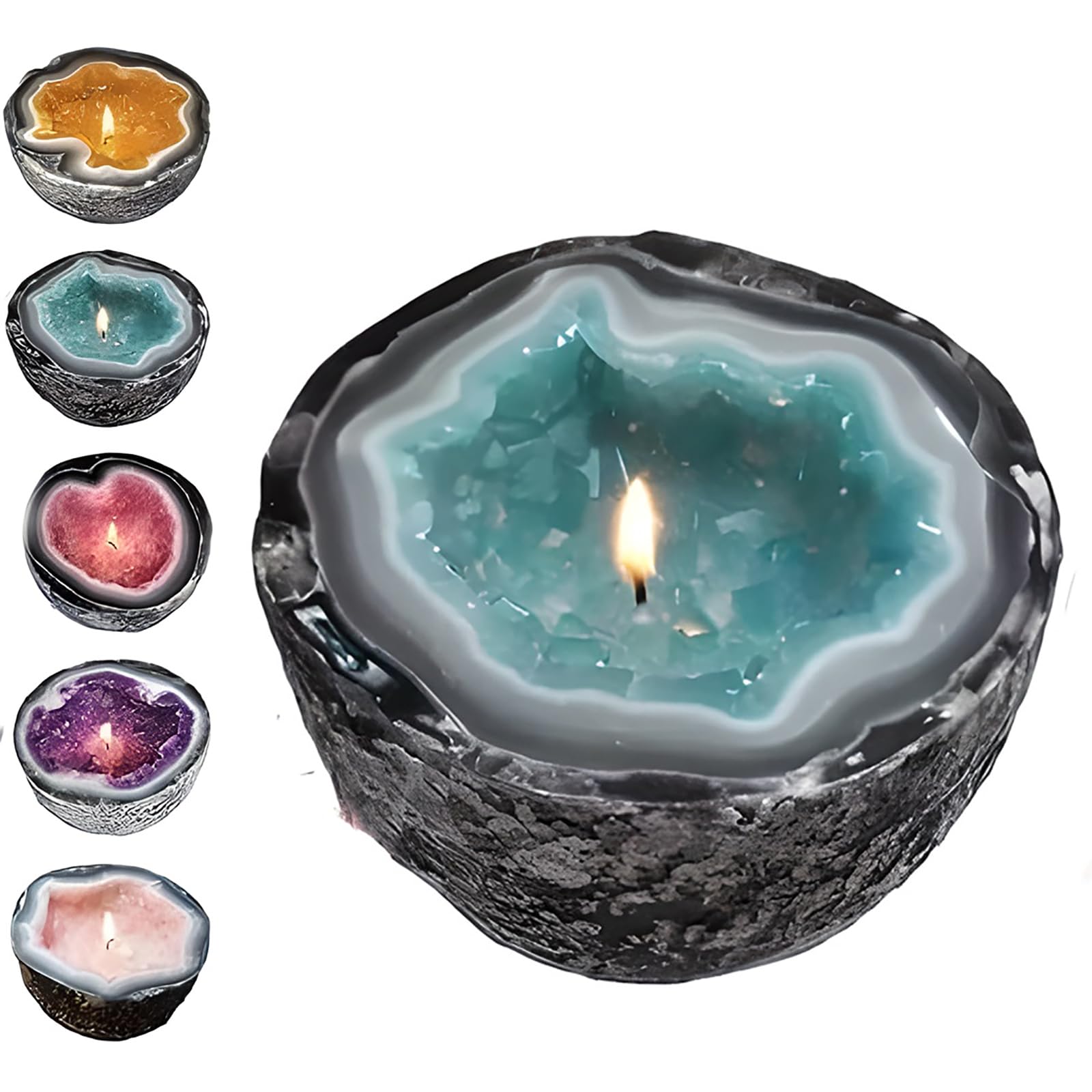 Bougie avec cristal de guérison, idée cadeau originale pour décoration de bureau