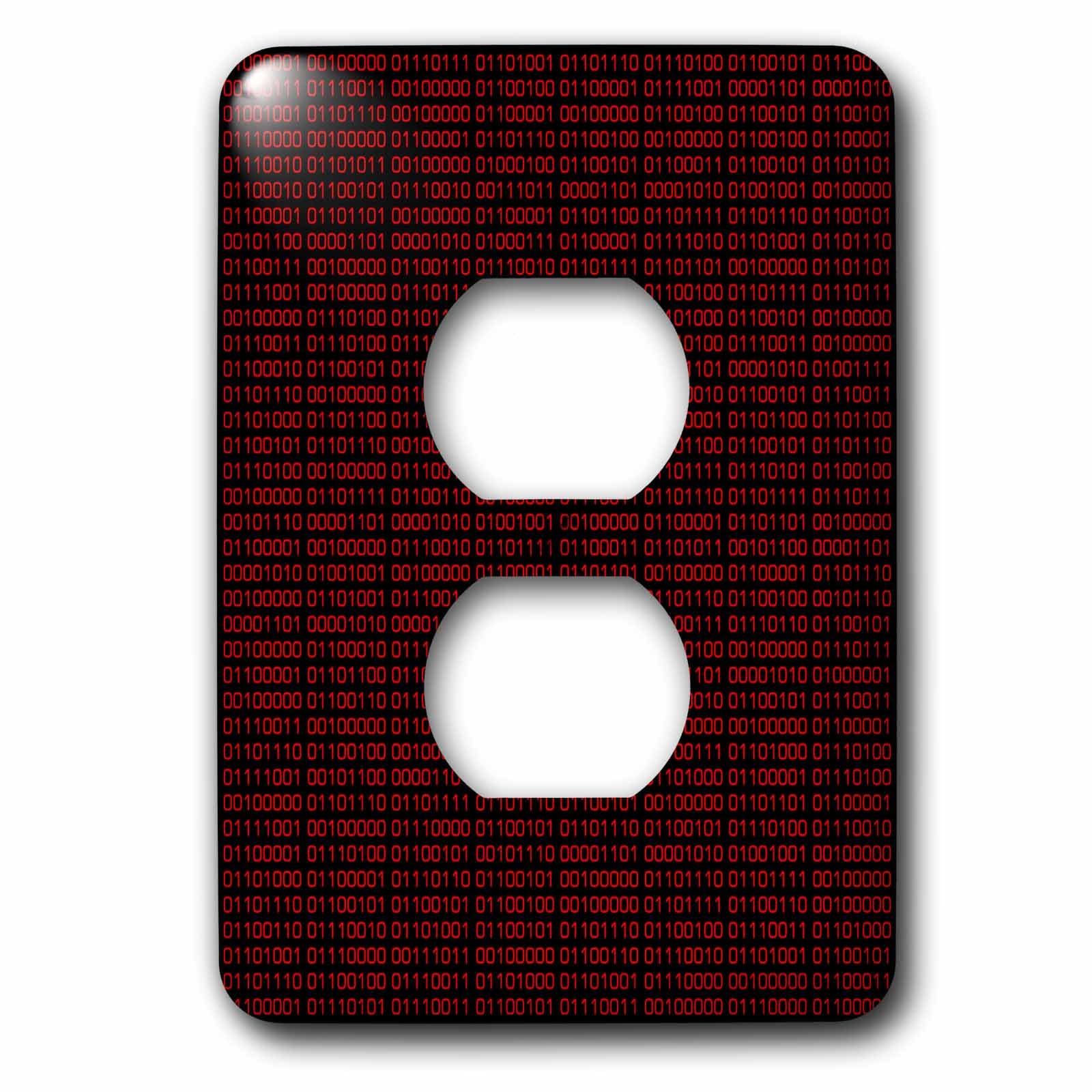 Binary Code plaque double de prise murale 3dRose lsp_35448_6 anti-poussiere noir rouge