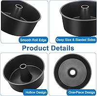 Vista 4 de TeamFar Molde redondo de 10 pulgadas para tarta de comida de ángel, molde para pastel antiadherente con núcleo de acero inoxidable para pastel