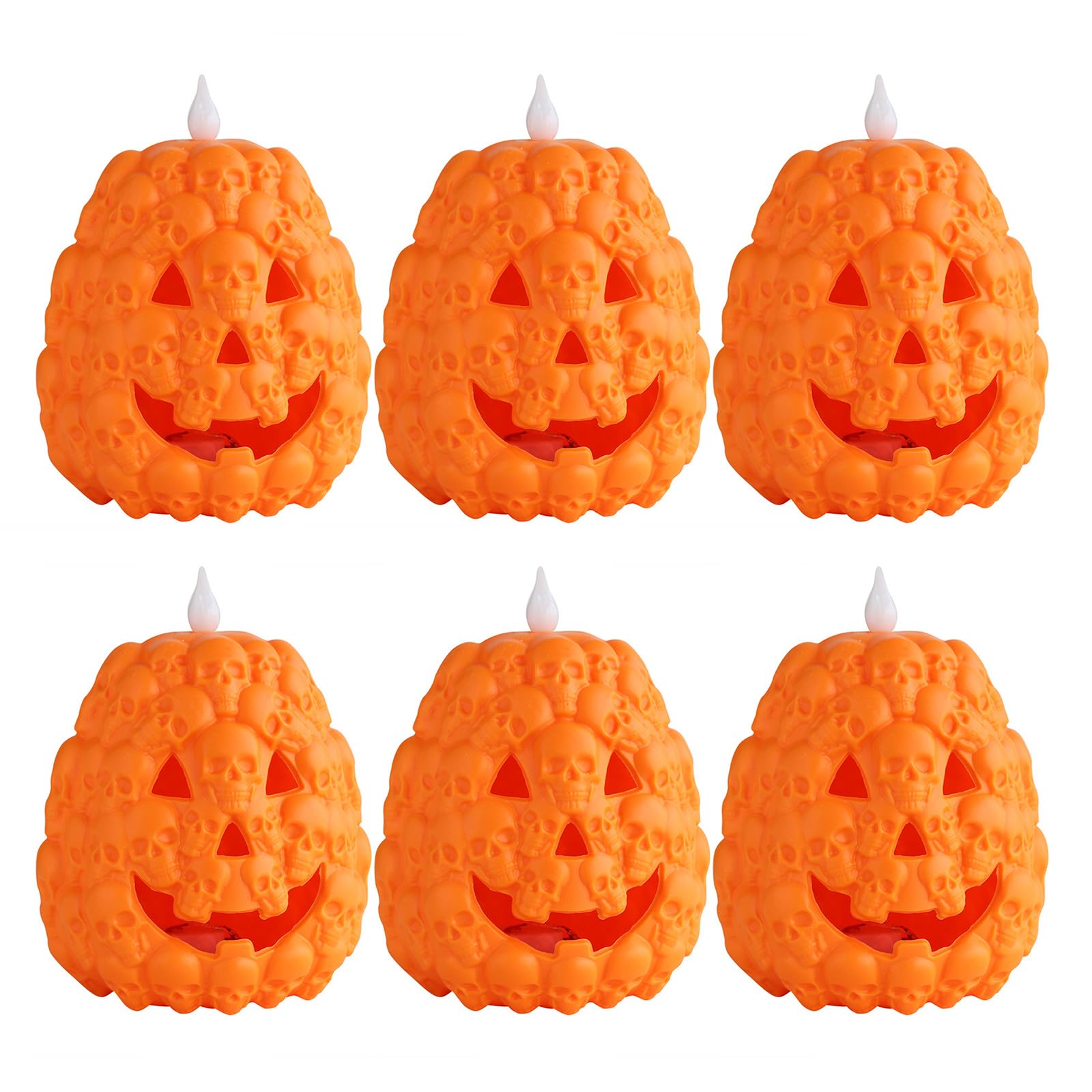 jiingekk Set Of 6 Halloween Glowing Pumpkins Lights Halloween Night Pumpkin Lights With LED Lighting Light Charm