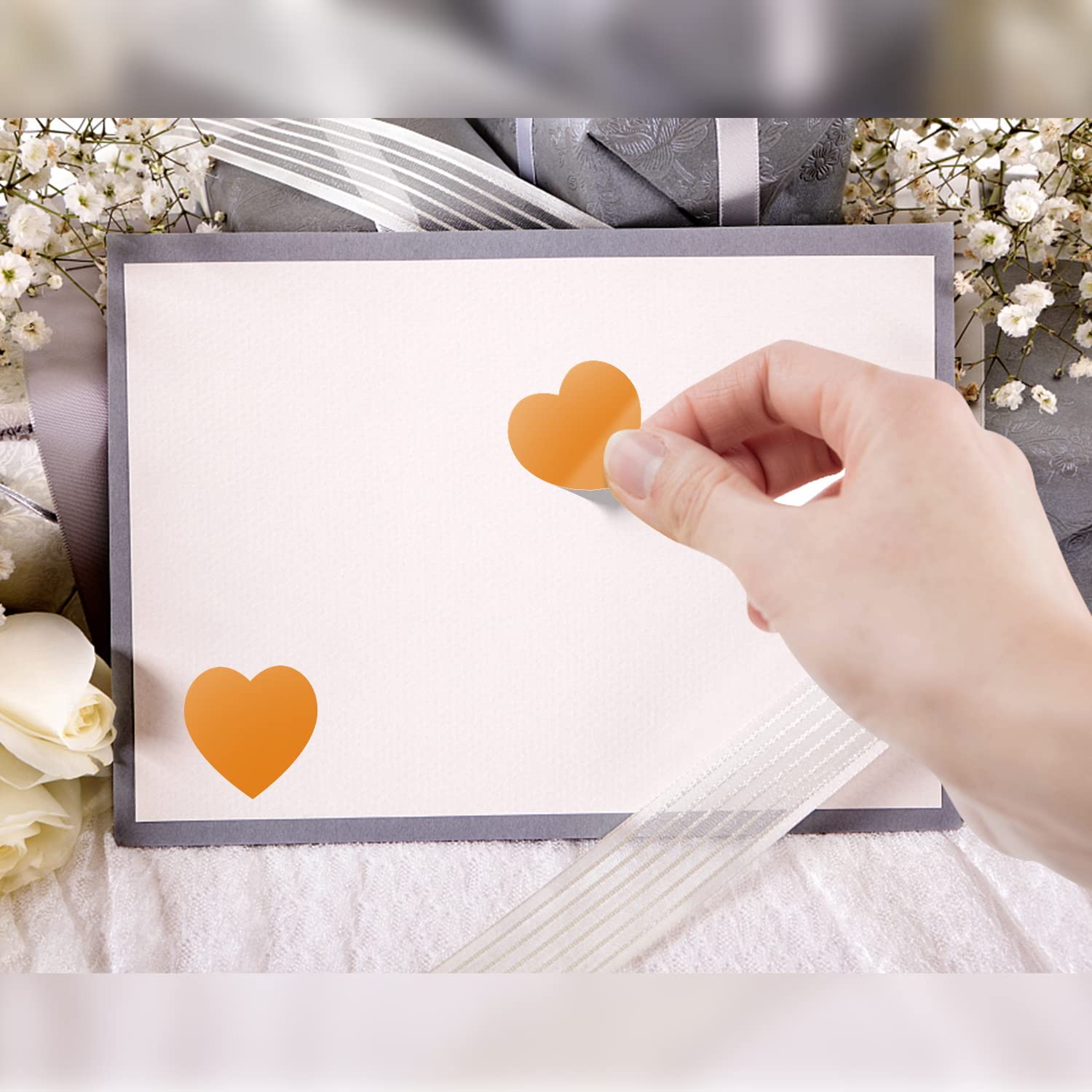 MECCANIXITY 1000 Pcs Heart Shaped Sticker 1 Inch Self-Adhesive Love Sticker Label