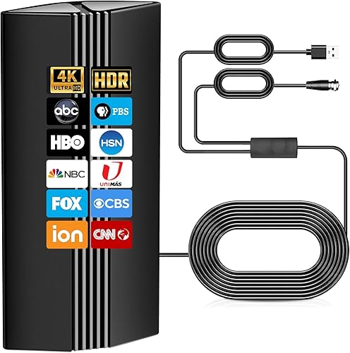1800+ Miles Digital TV Antenna, Antenna for Smart TV, Portable HD Antenna Indoor, Supports 4k Indoor Full Hd Smart Tv-36ft Coax HDTV Cable