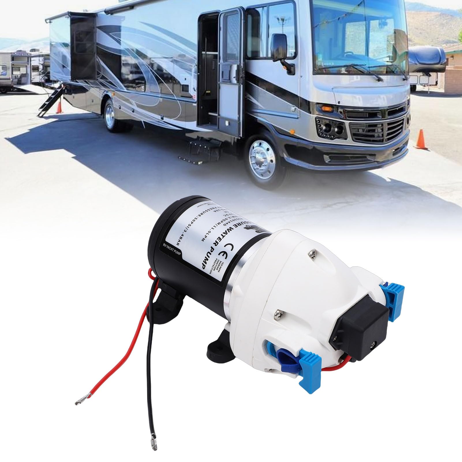 Cryfokt Bomba de Agua Autocebante de 3 GPM para Vehículos Recreativos, Barcos y Remolques, Metal Duradero, 12 V, 50 PSI, Alta Eficiencia