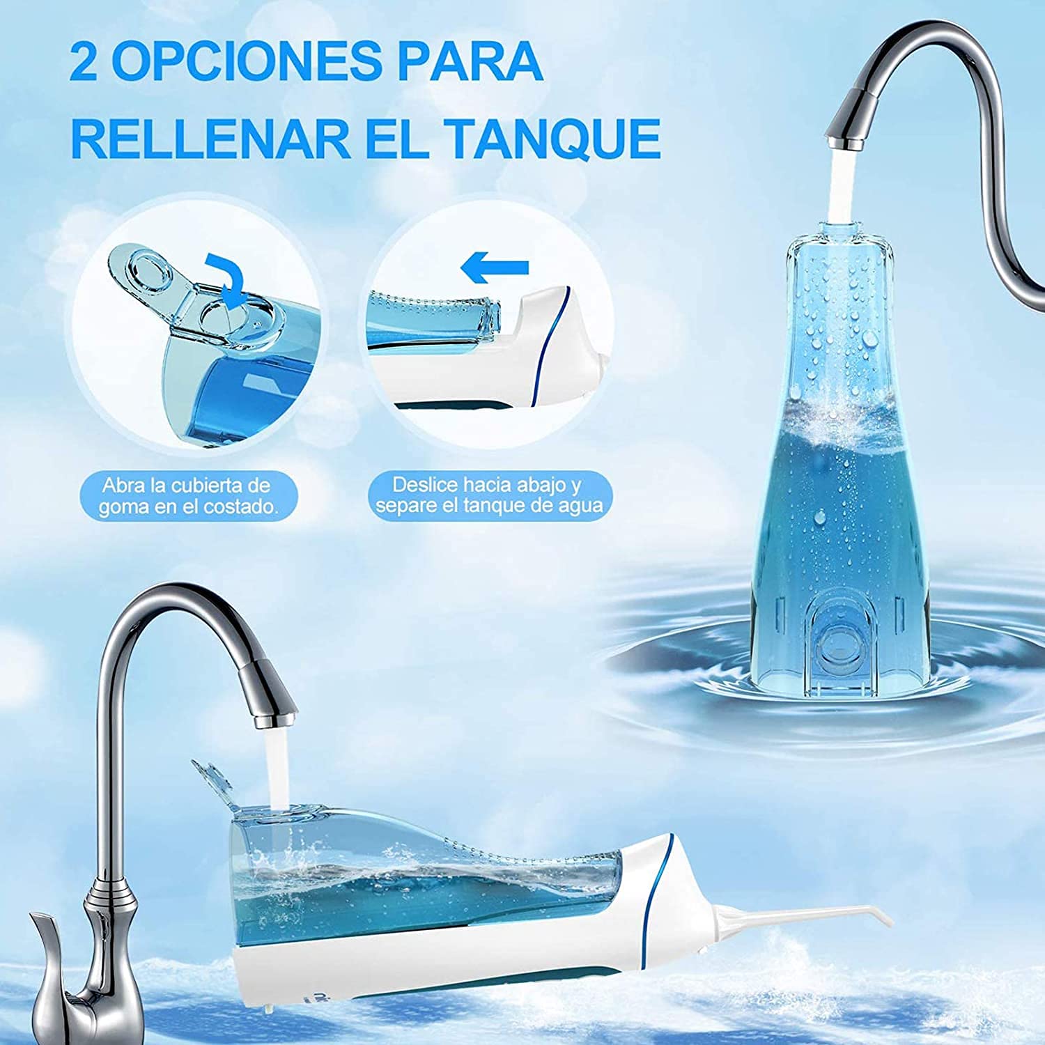 Irrigador Bucal Portatil Profesional - Irrigador Dental con 5 Boquillas 4 Modos, IPX7 Impermeable Limpieza Dientes, Recargable para Limpieza Dental, Irrigadores bucales Electrico Portátil de Viaje