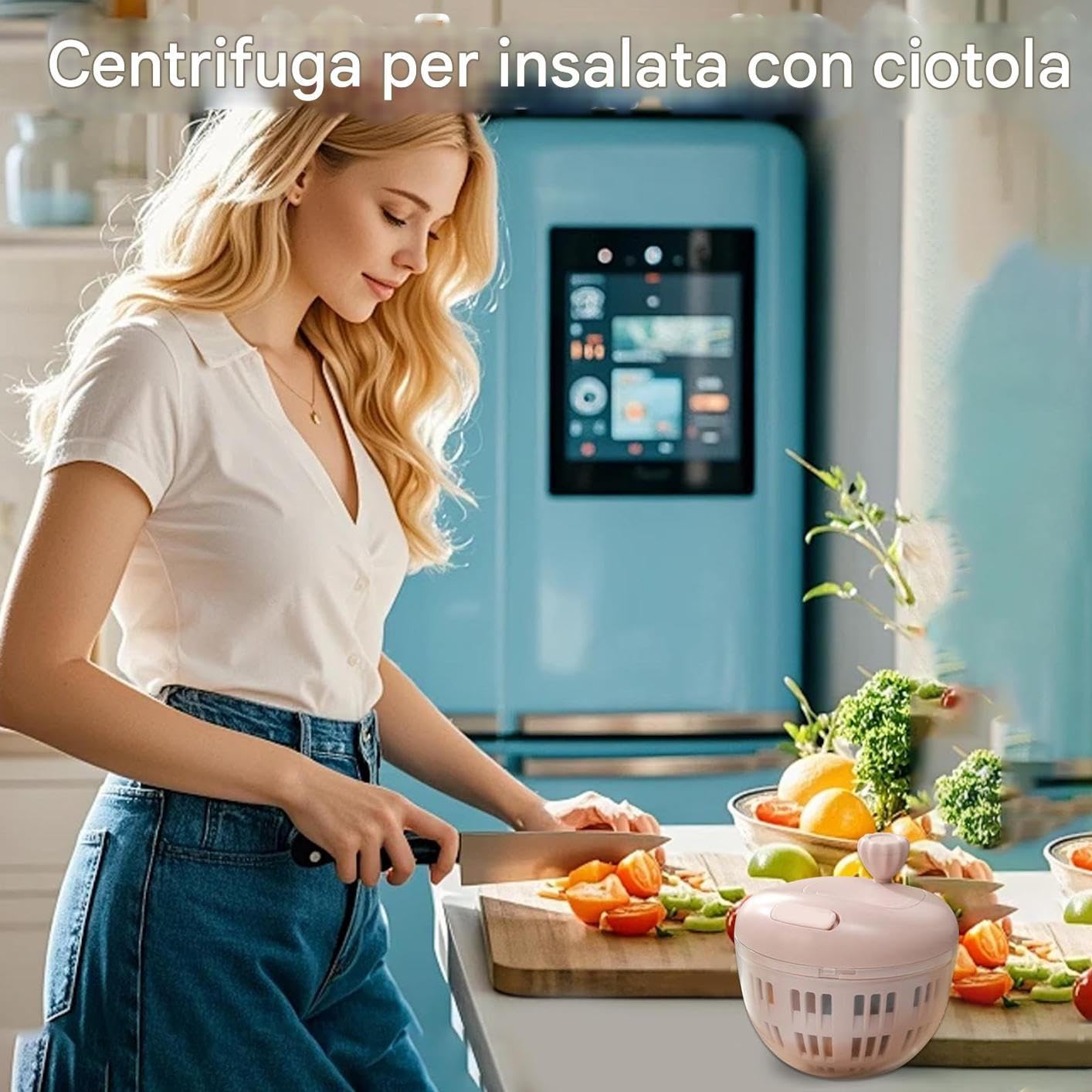 Centrifuga per Insalata | LavaFrutta 800ml | Preparazione Cucina Picnic Campeggio